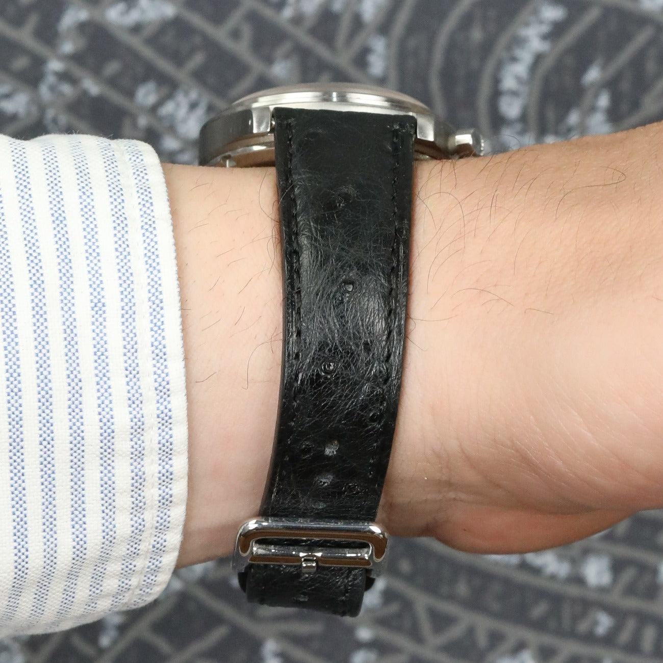 Ostrich Leather Strap - Black