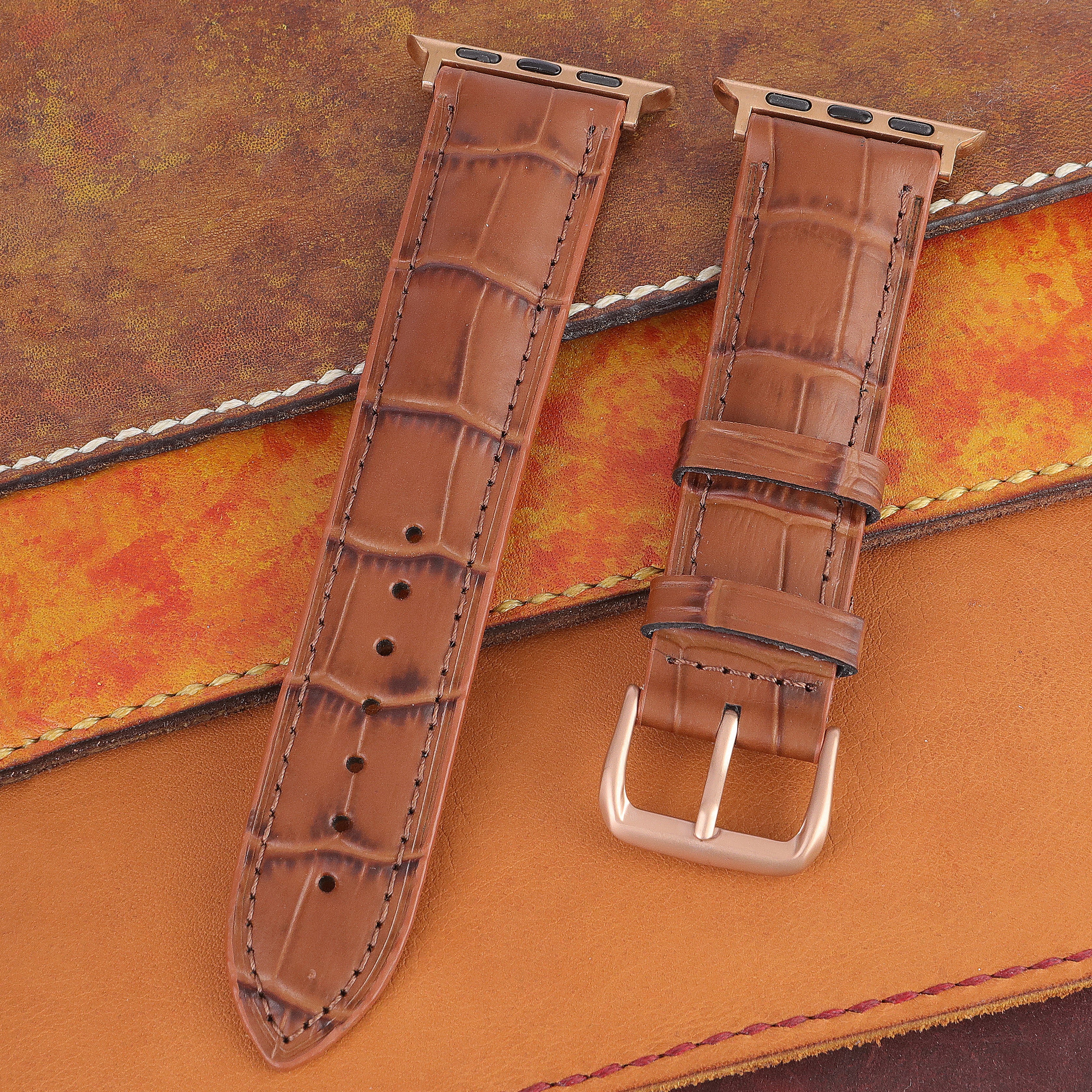 Apple Watch Compatible Leather Strap - Tan