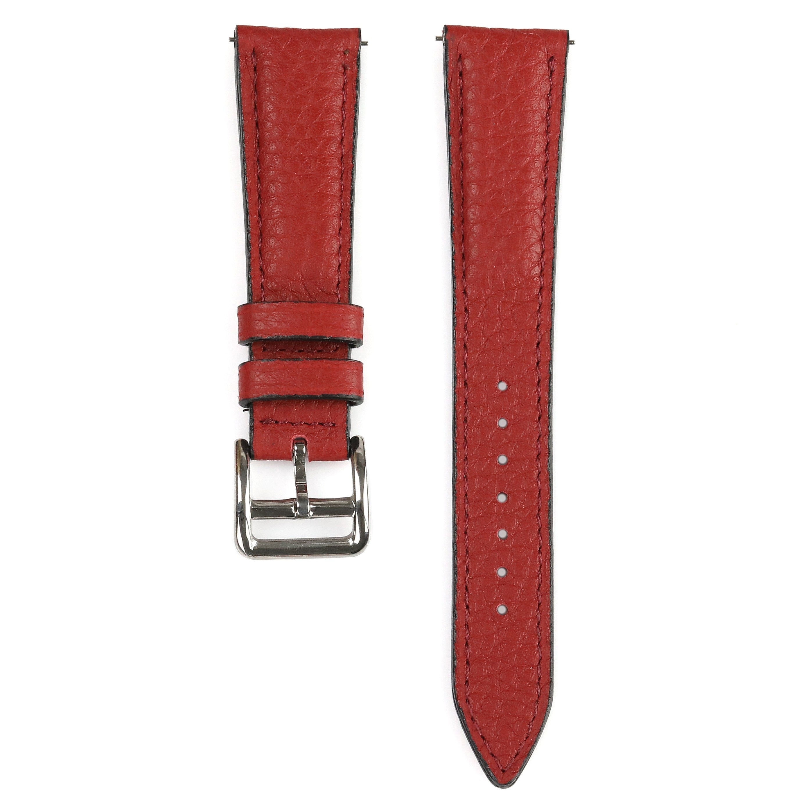 Embossed Leather Strap - Red