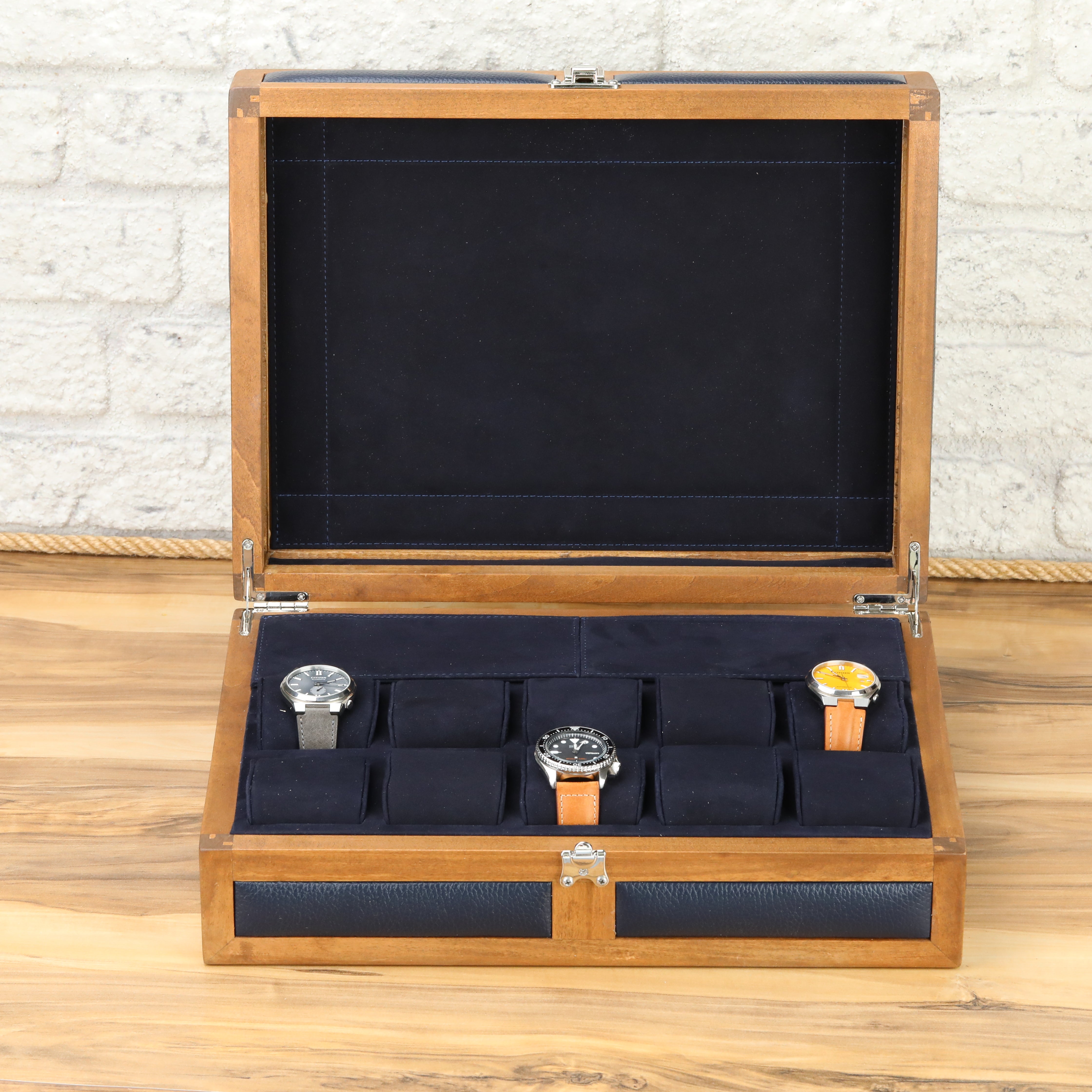 Heritage Wooden Watch Box for 10 / D. Blue