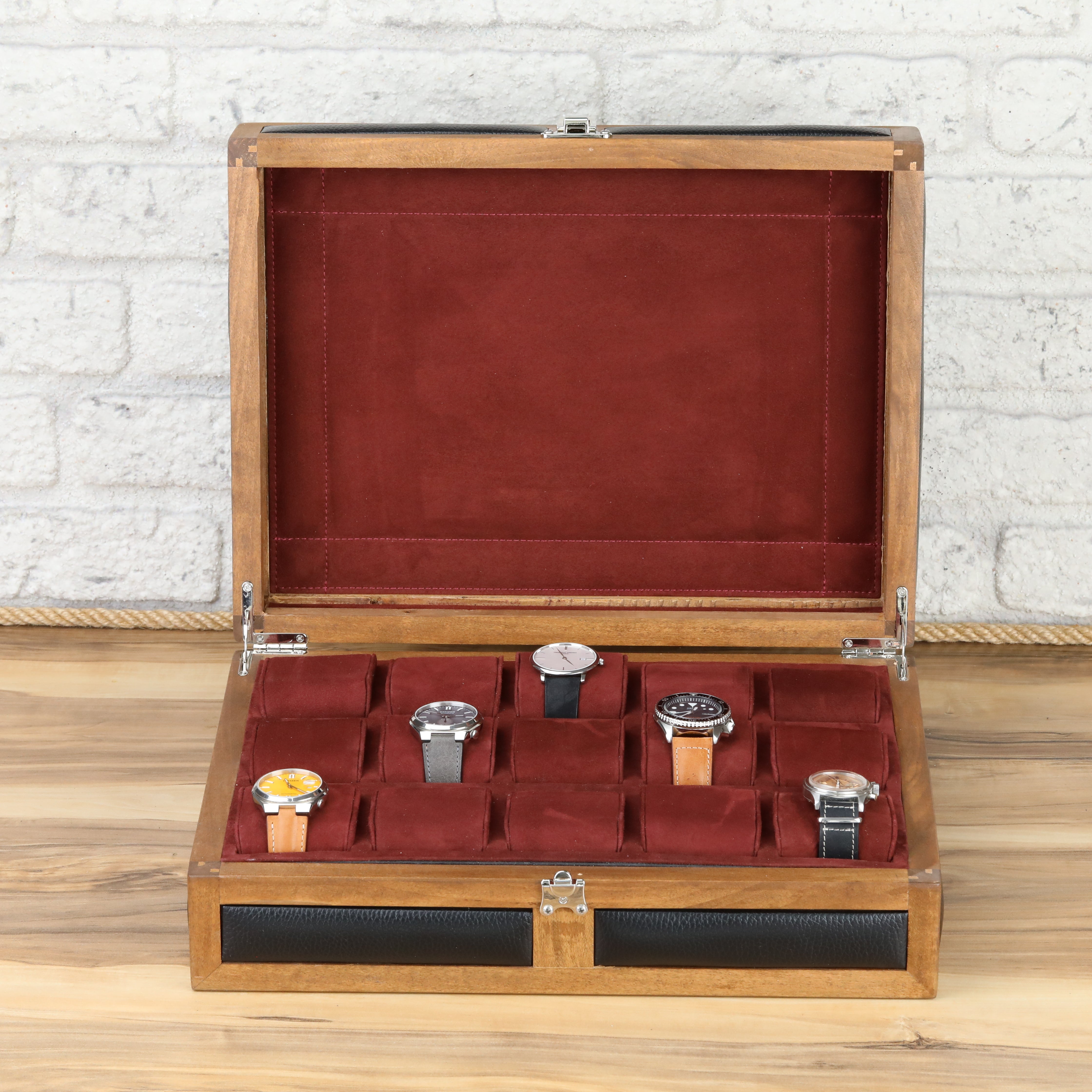 Heritage Wooden Watch Box for 15 / Black