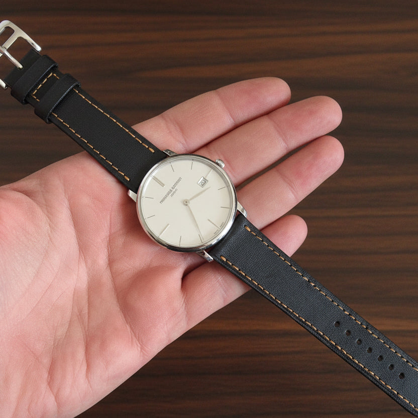 Napa Leather Slim Strap - Black / Orange
