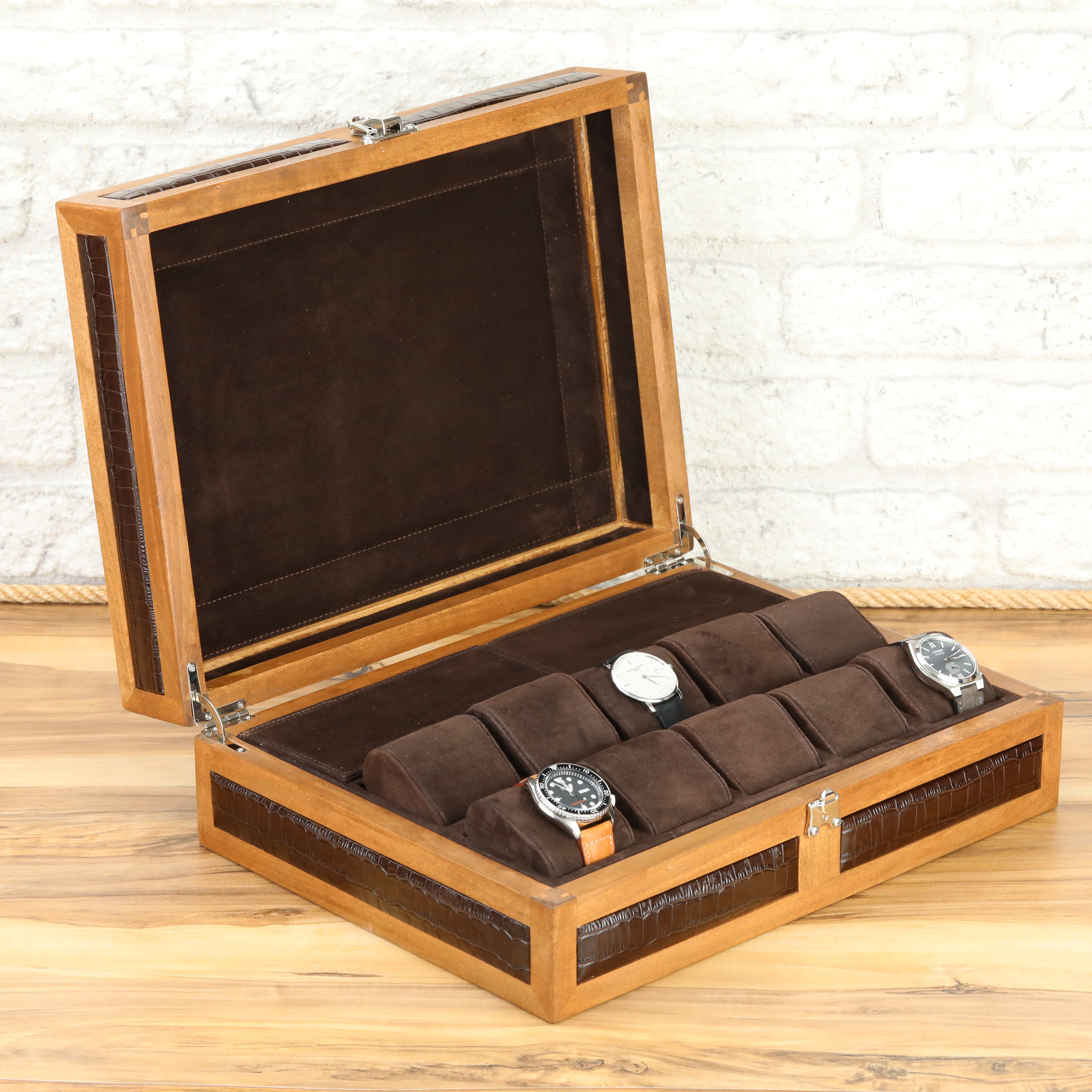 Heritage Wooden Watch Box for 10 / Brown