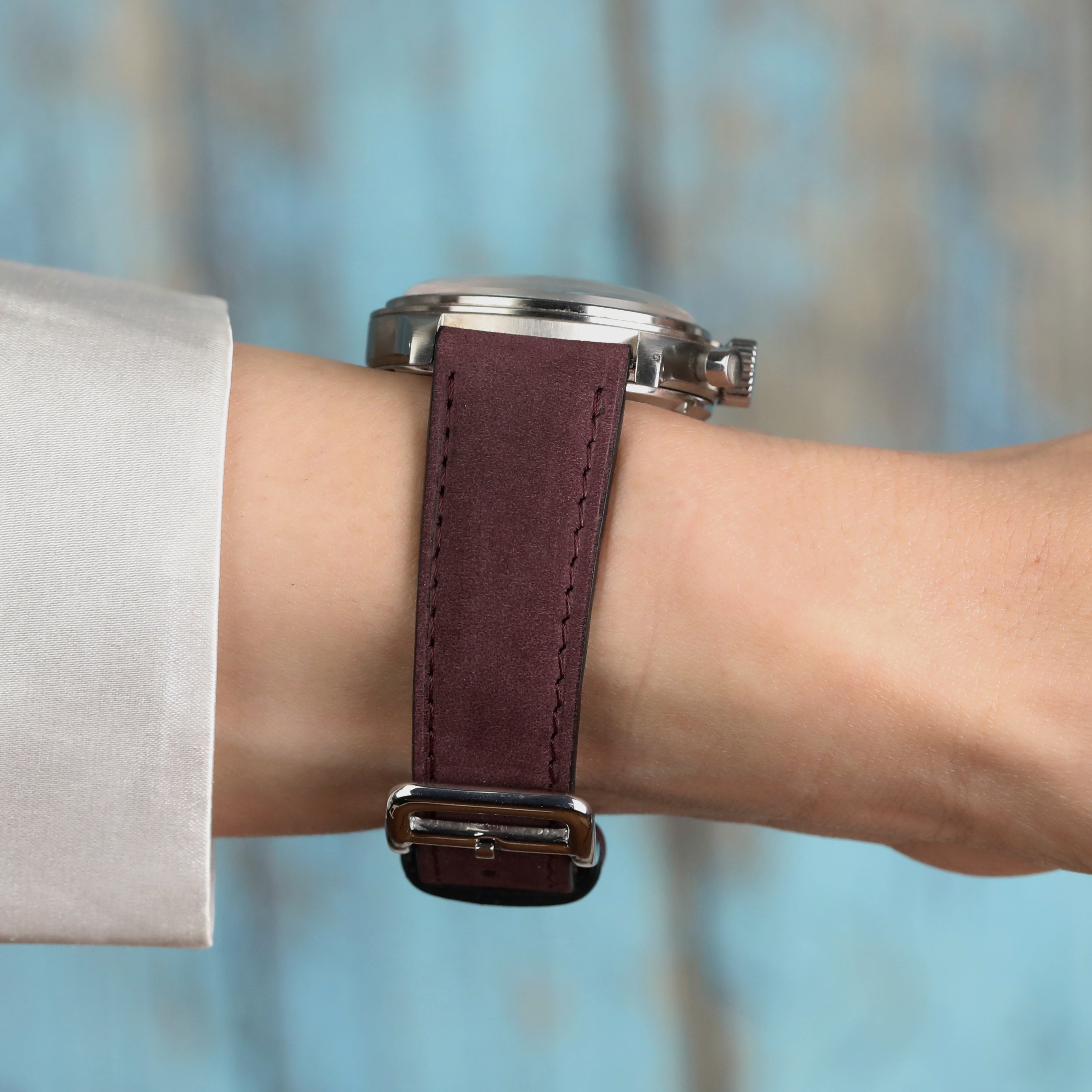 Nubuck Leather Strap - Burgundy
