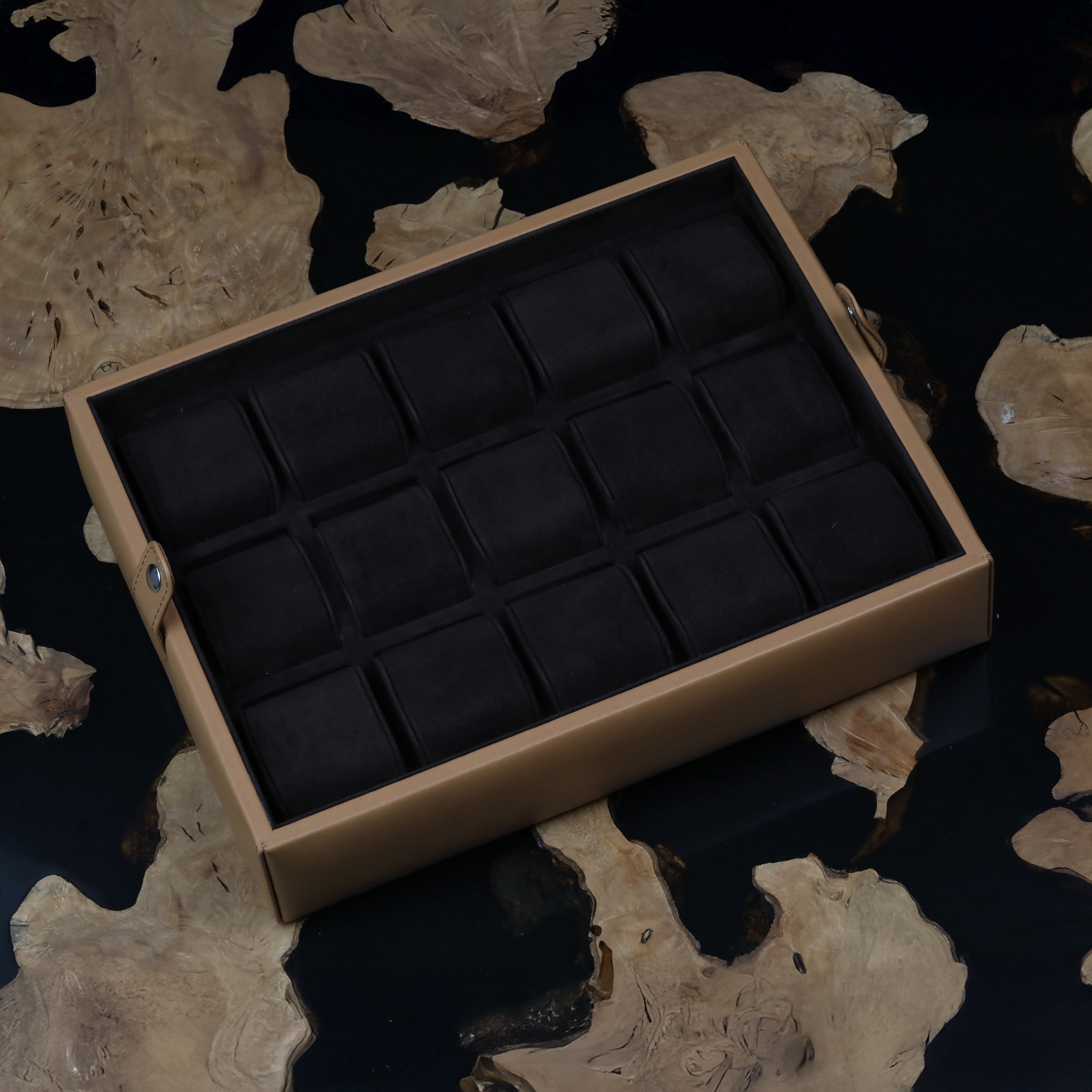 Leather Watch Box for 15 / Taupe