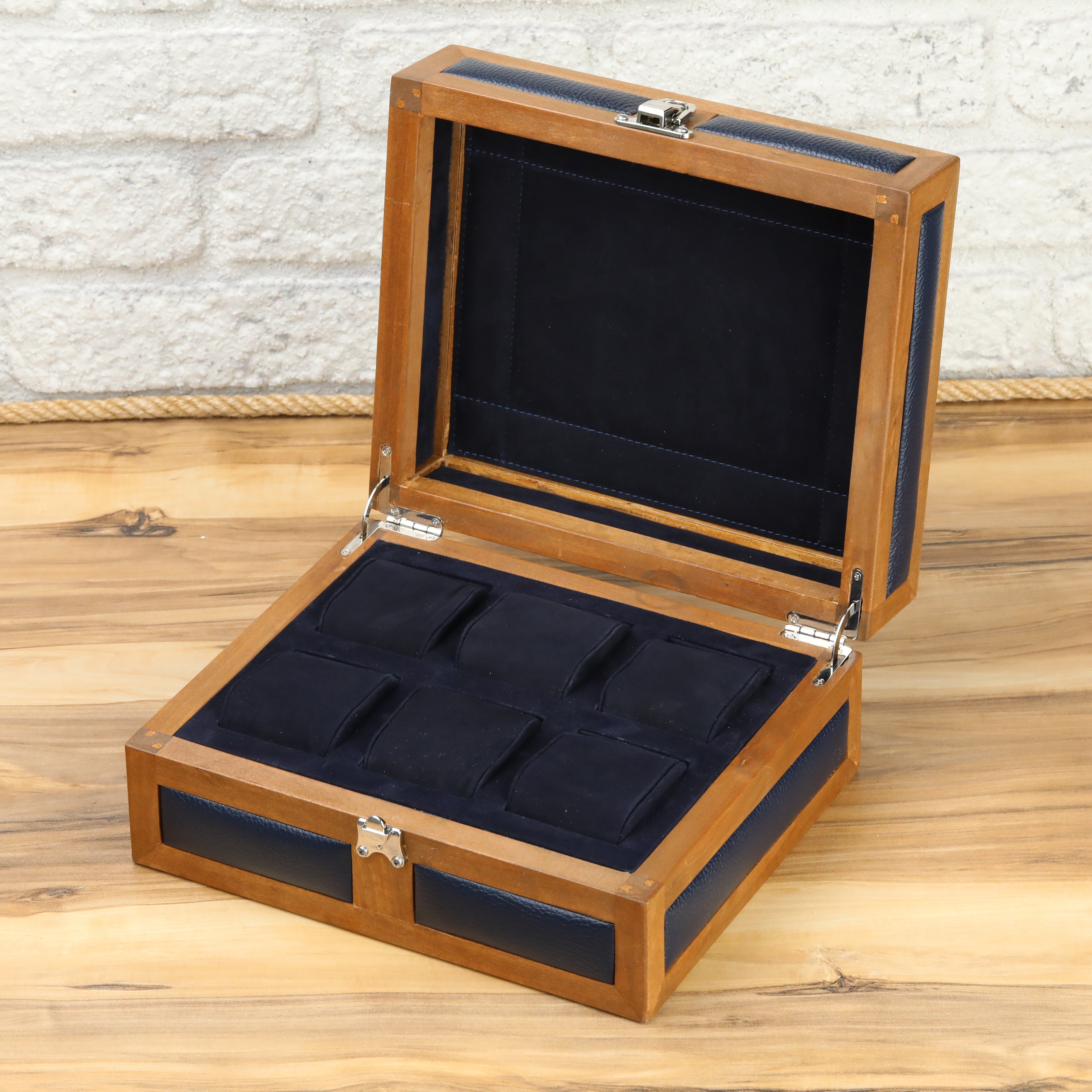Heritage Wooden Watch Box for 6 / D. Blue