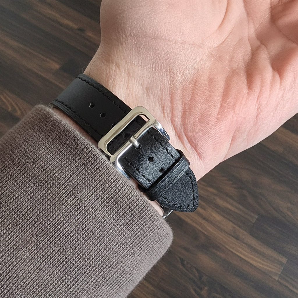 Napa Leather Watch Strap Slim - Black