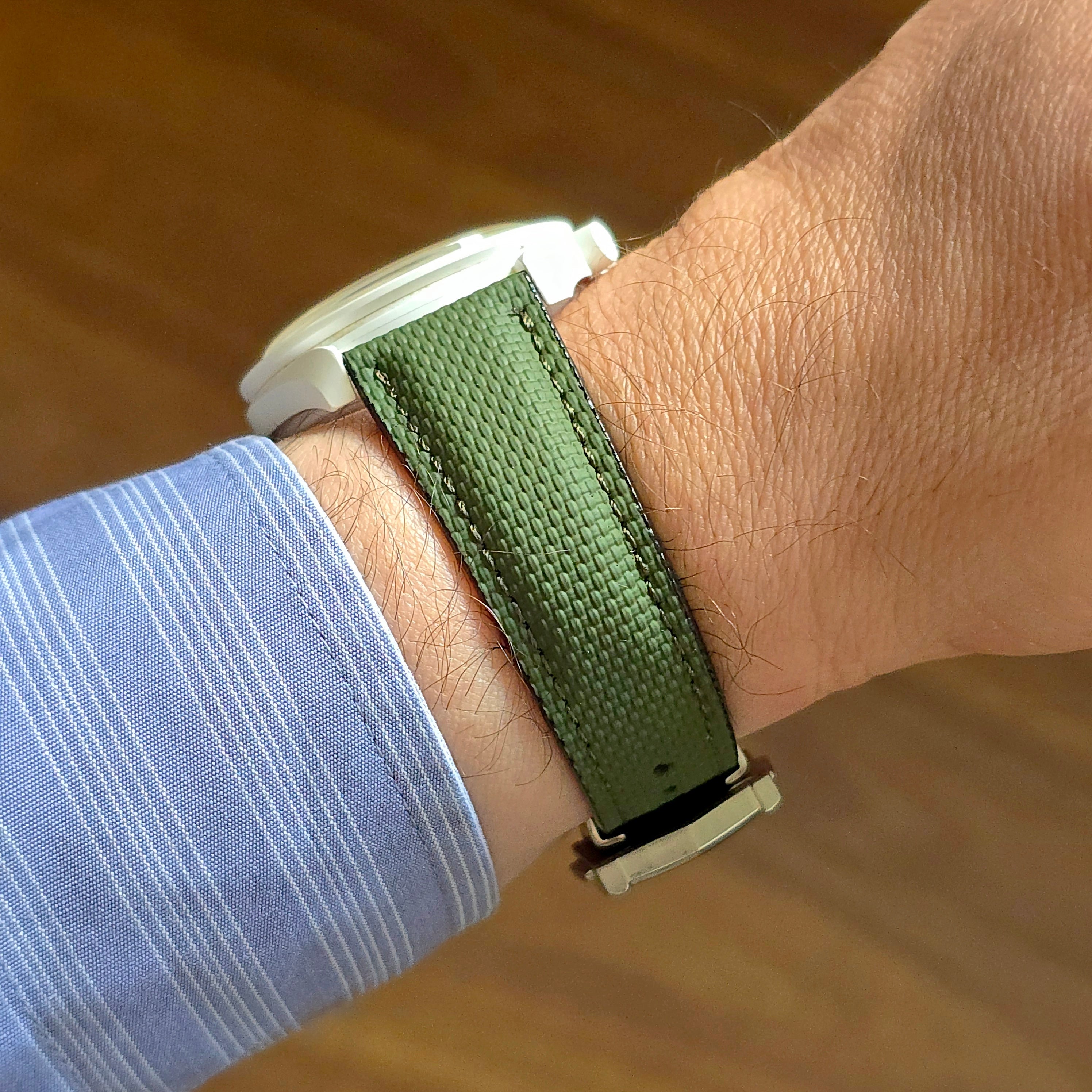 Sailcloth FKM Rubber Strap with Deployment Clasp - Green