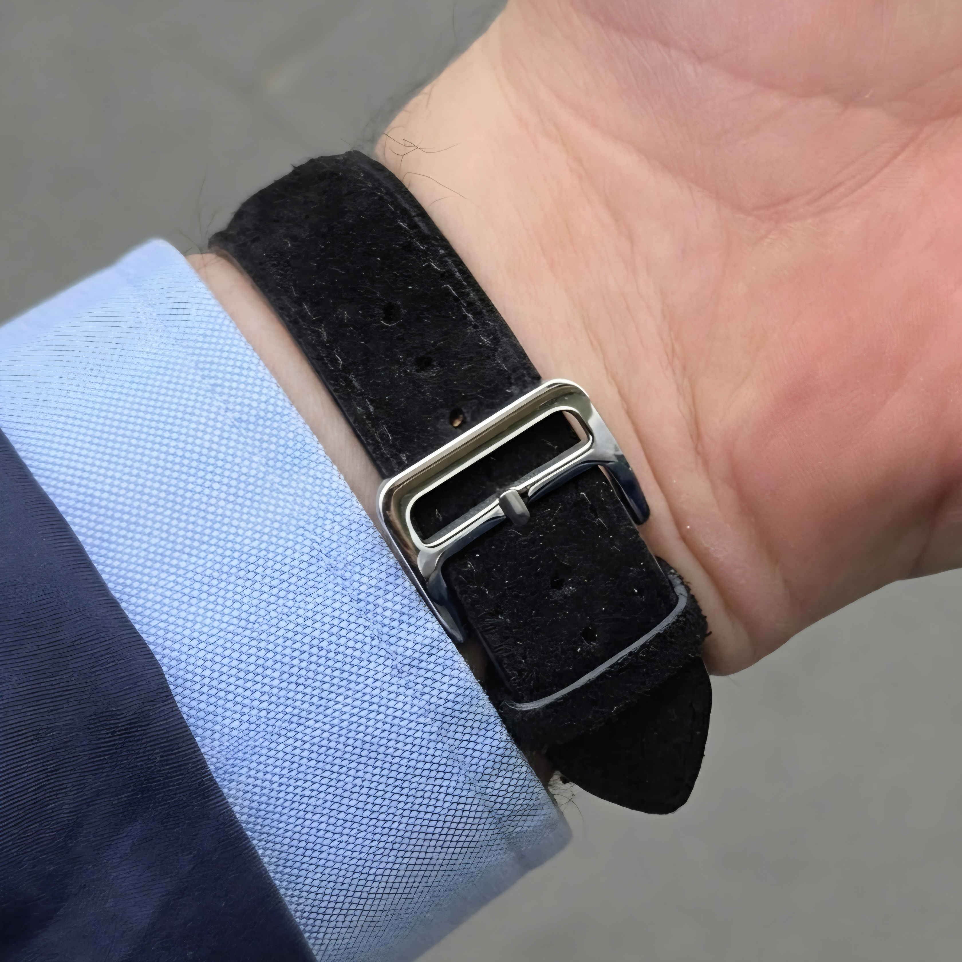 Suede Leather Strap - Black
