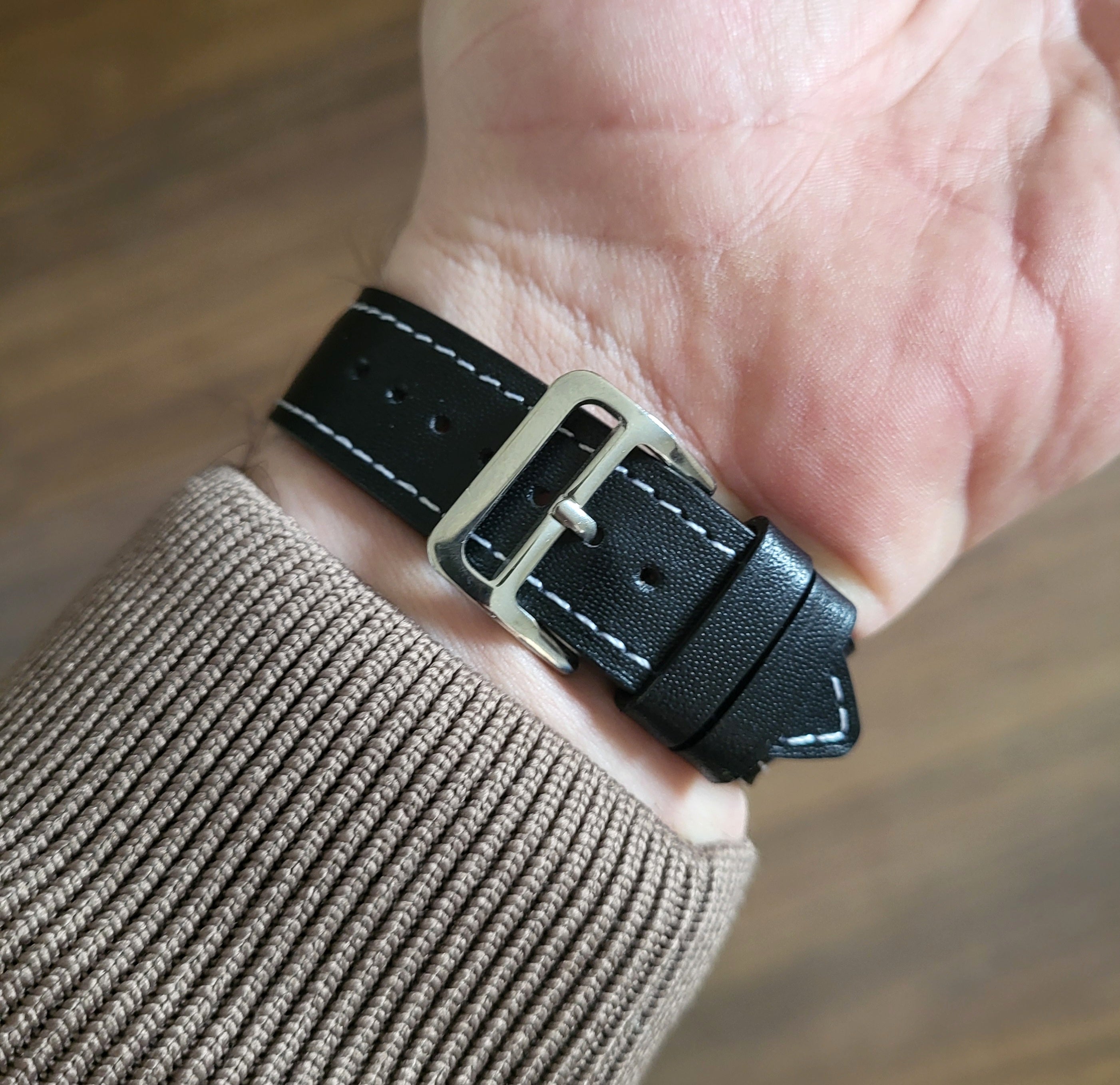 Napa Leather Strap - Black - White