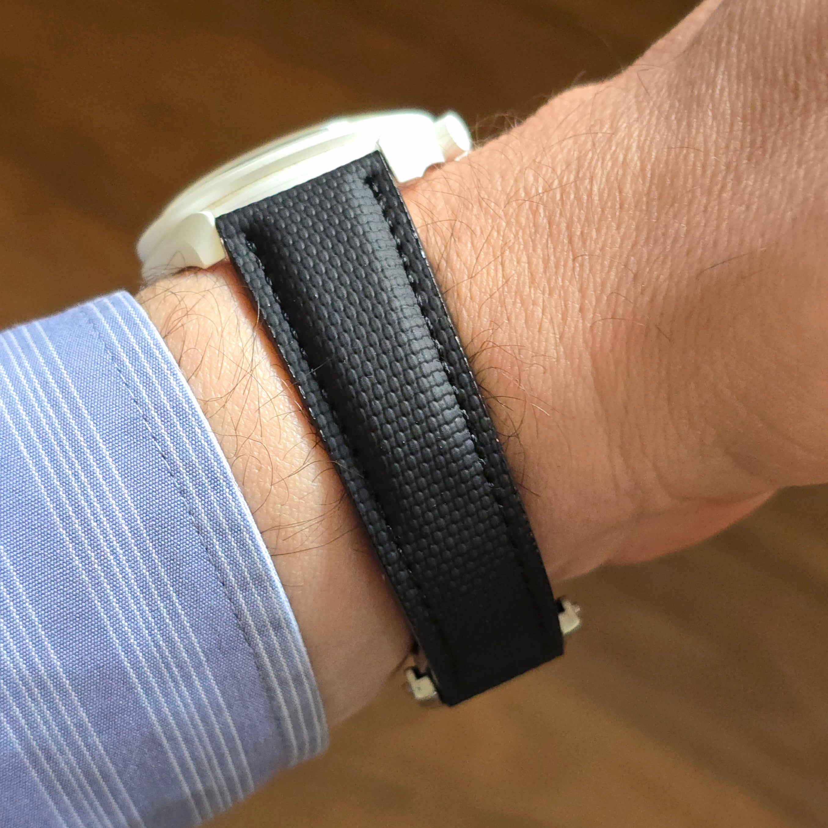 Sailcloth FKM Rubber Strap with Deployment Clasp - Black