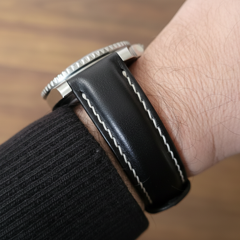 Submariner / Datejust / Explorer Compatible Leather Watch Strap / Black