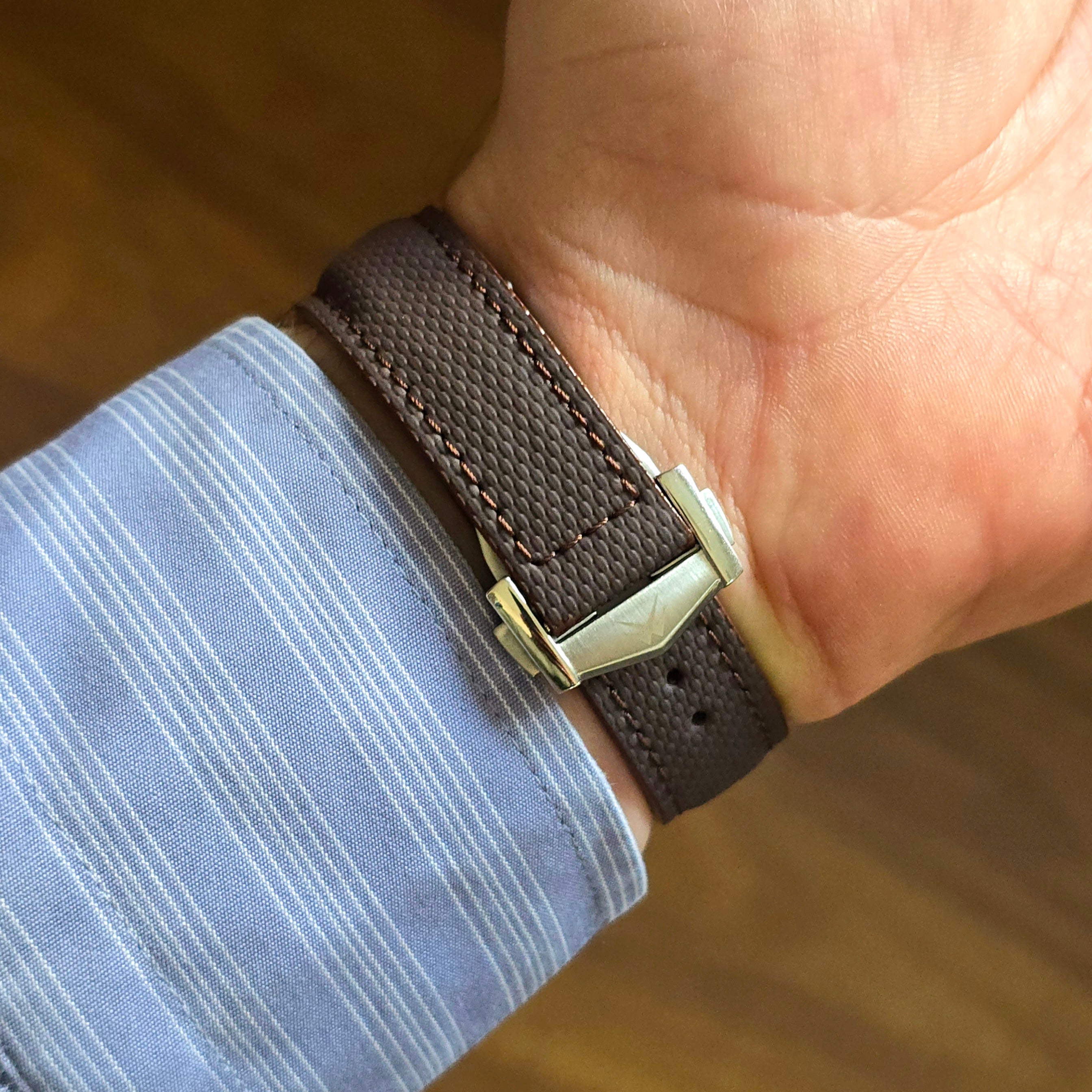 Sailcloth FKM Rubber Strap with Deployment Clasp - Brown