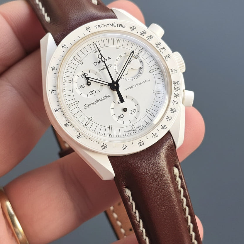 Moonswatch Compatible Leather Watch Strap / Brown
