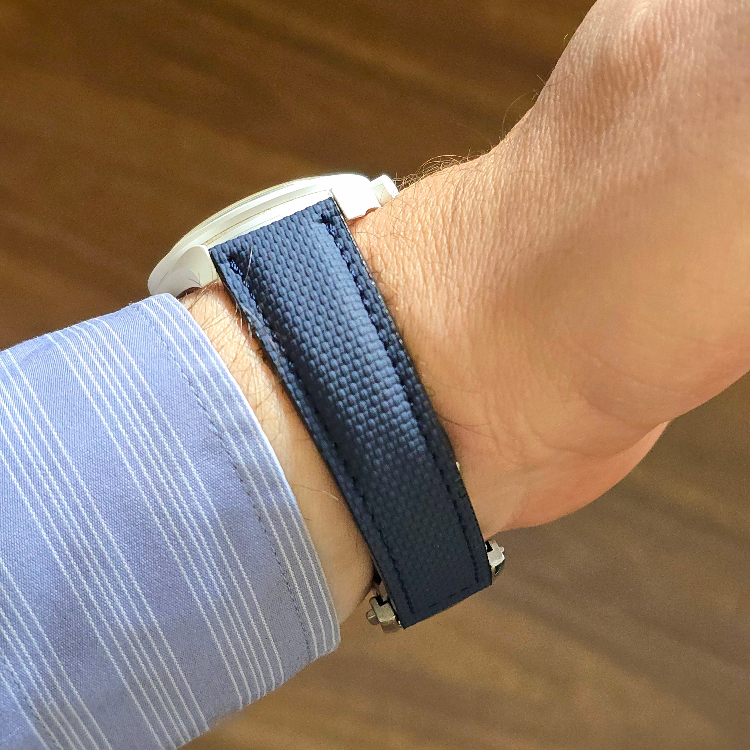 Sailcloth FKM Rubber Strap with Deployment Clasp - D. Blue