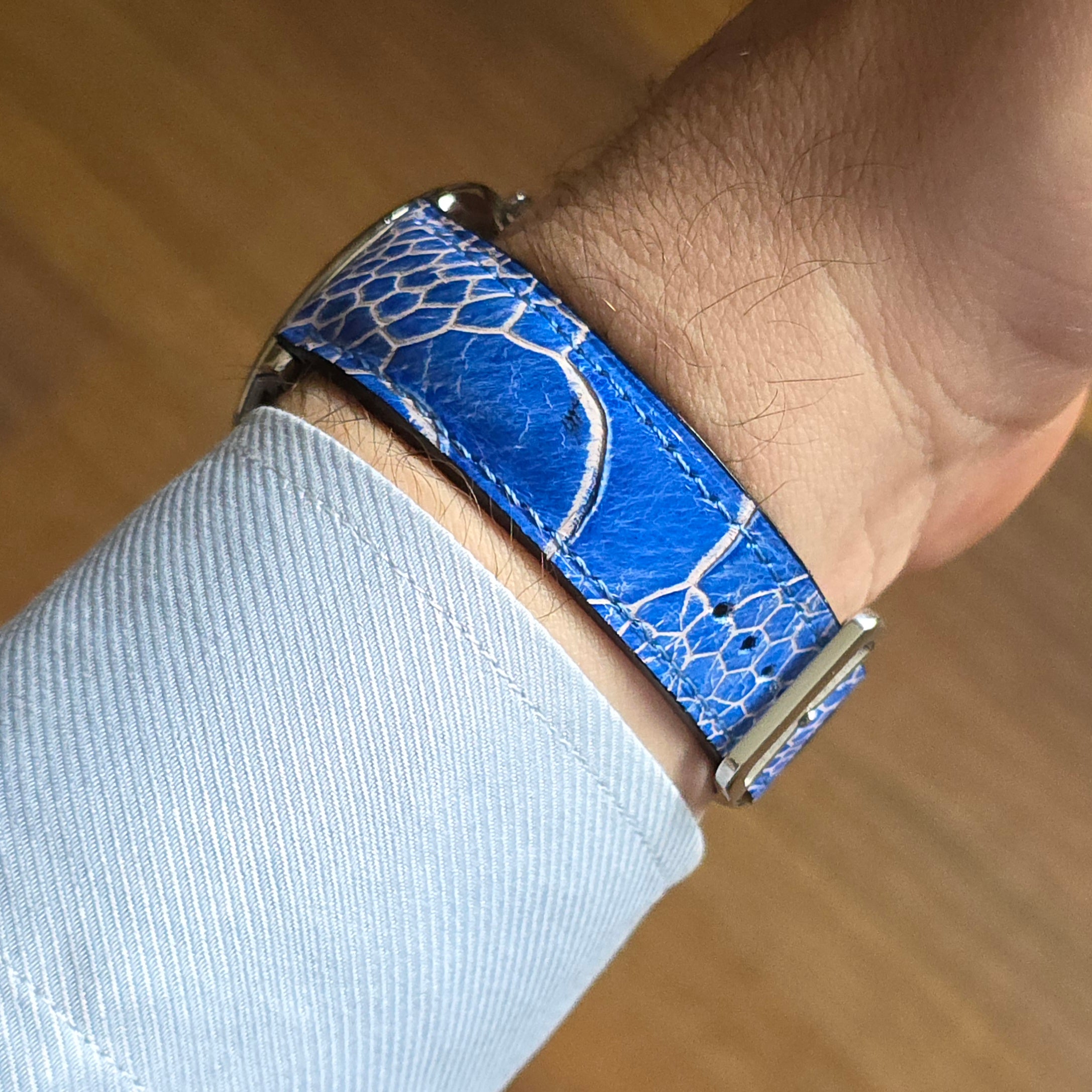 Ostrich Leather Strap - Blue