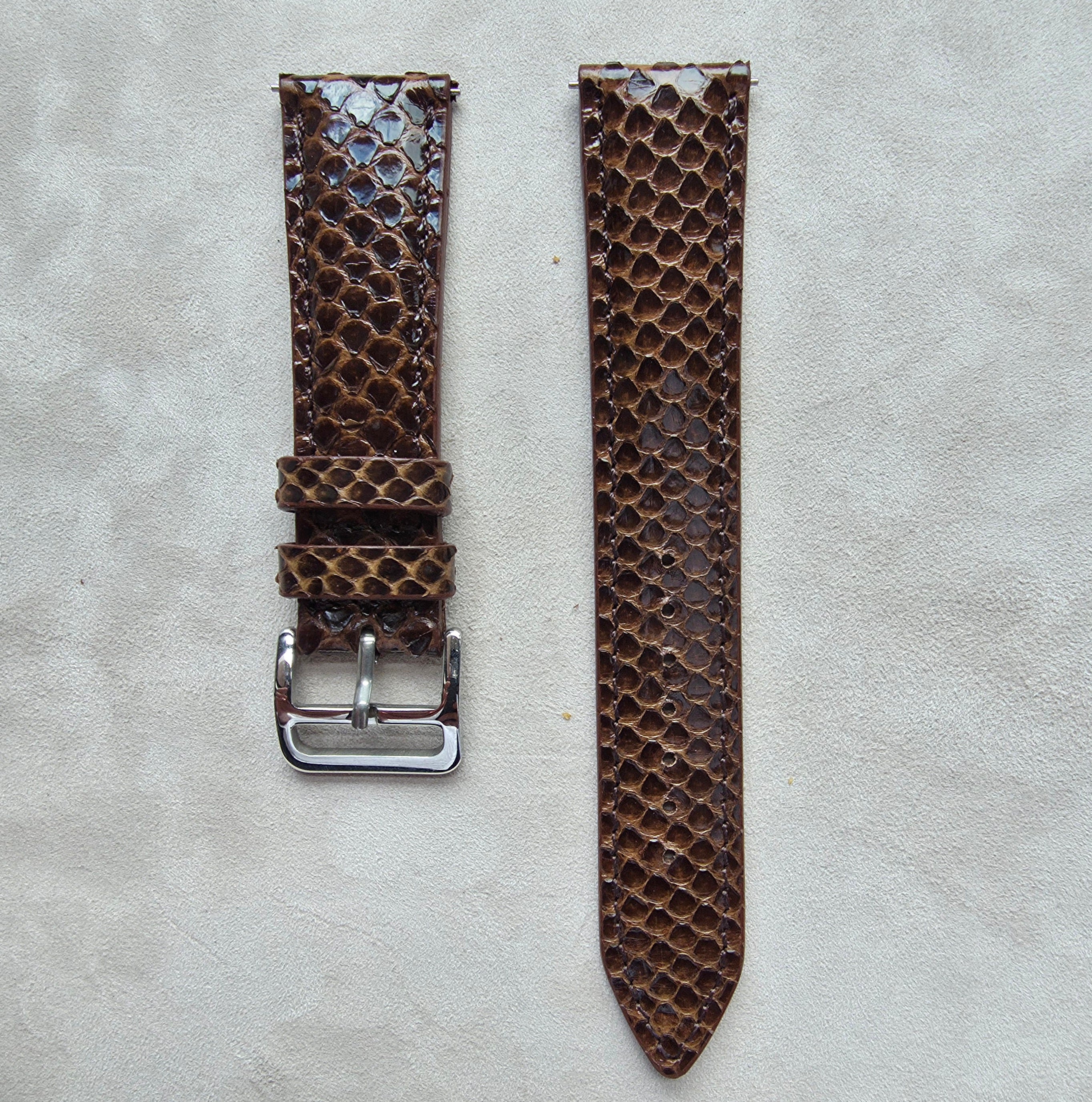 Snakeskin Leather Watch Strap / Brown
