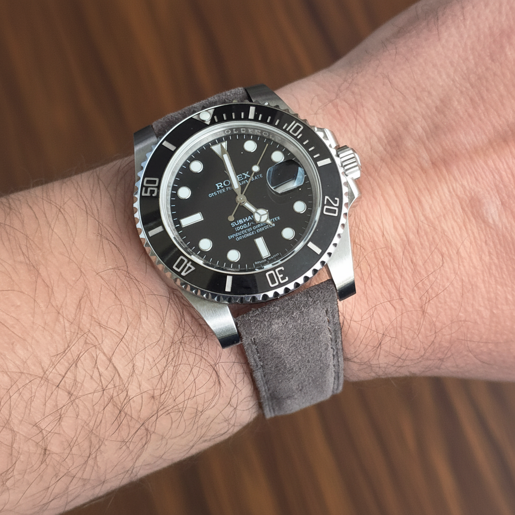 Suede Leather Strap - Anthracite