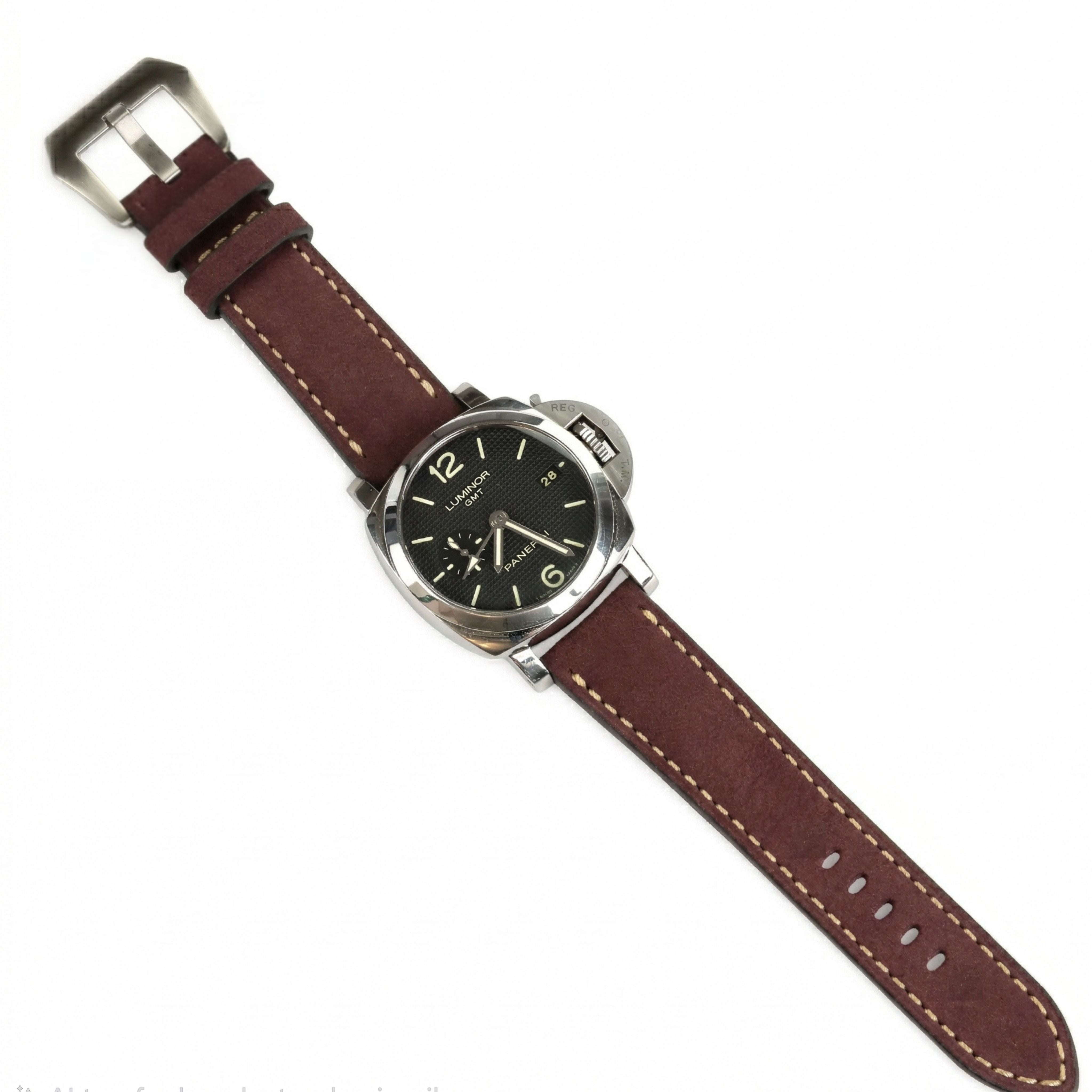 Florentine Series Suede Leather Strap /Burgundy
