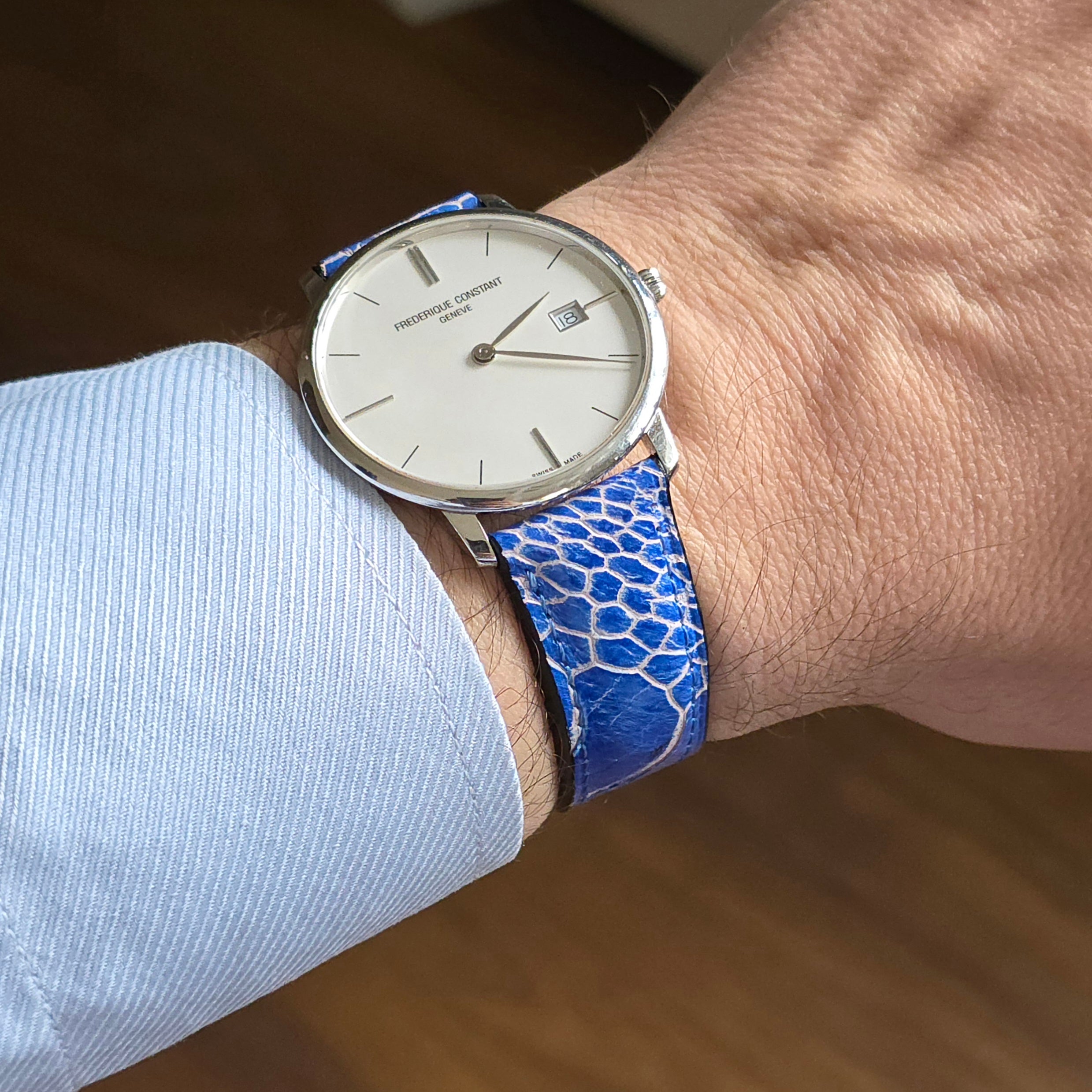 Ostrich Leather Strap - Blue