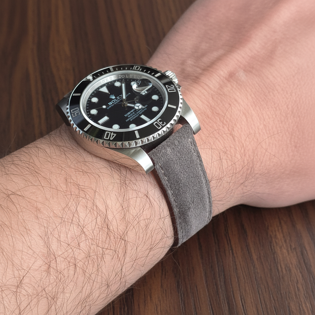 Suede Leather Strap - Anthracite