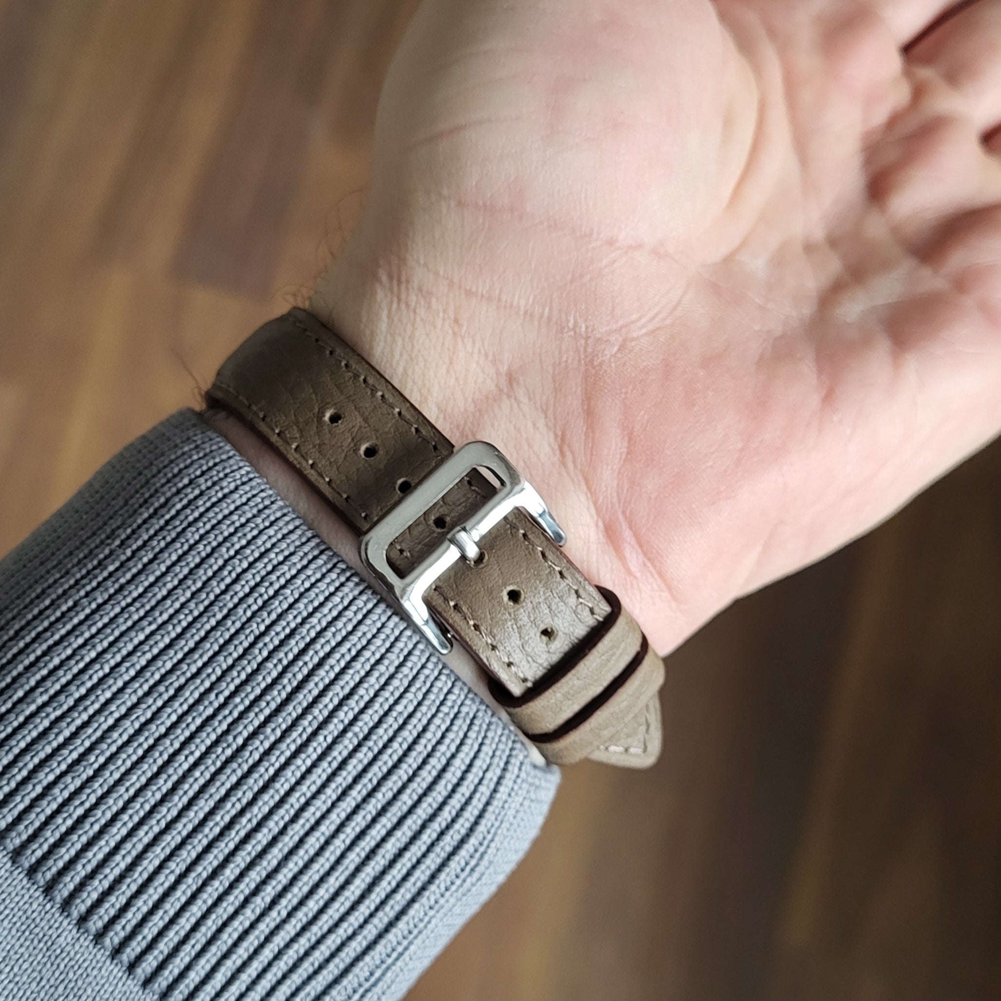 Embossed Leather Strap - Green