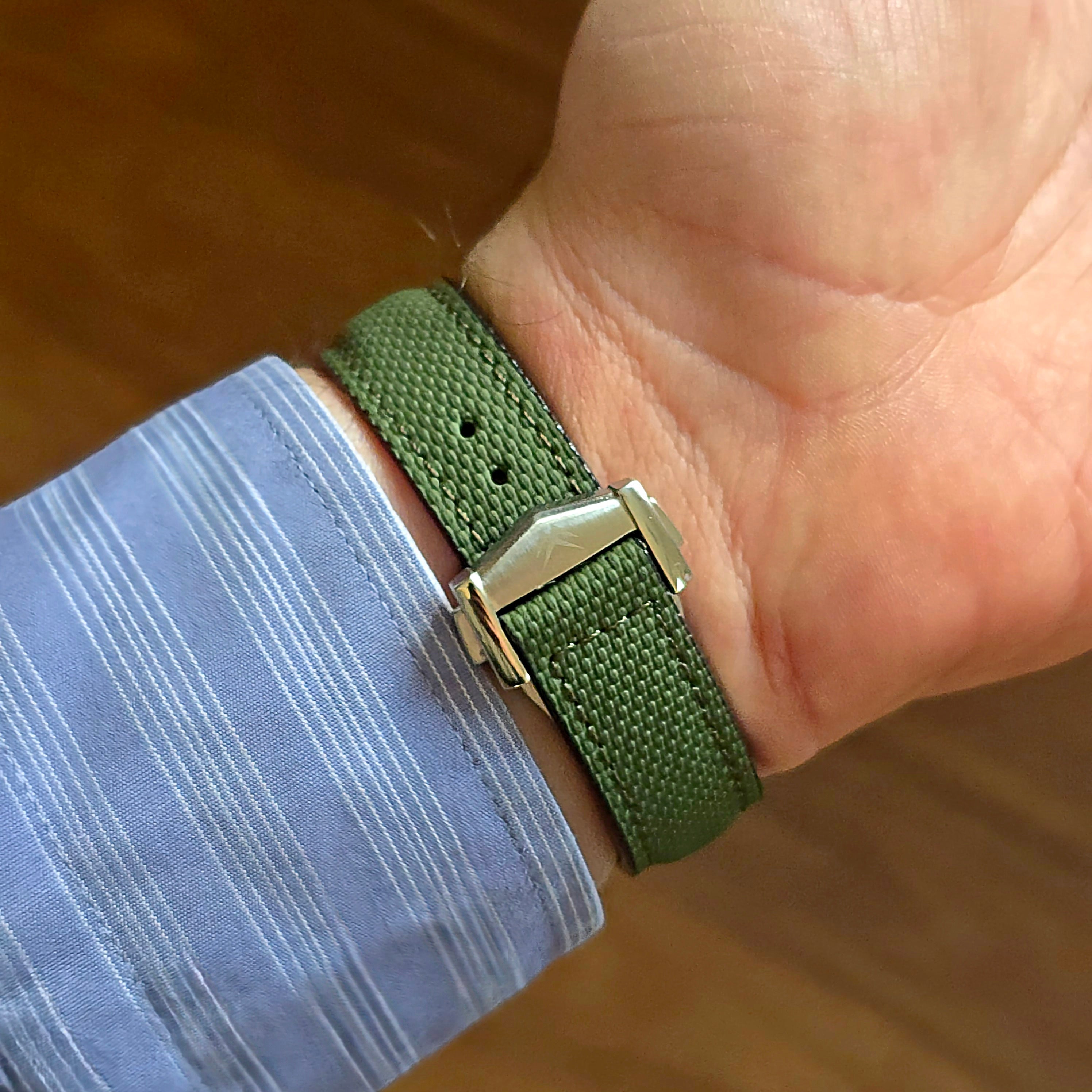 Sailcloth FKM Rubber Strap with Deployment Clasp - Green