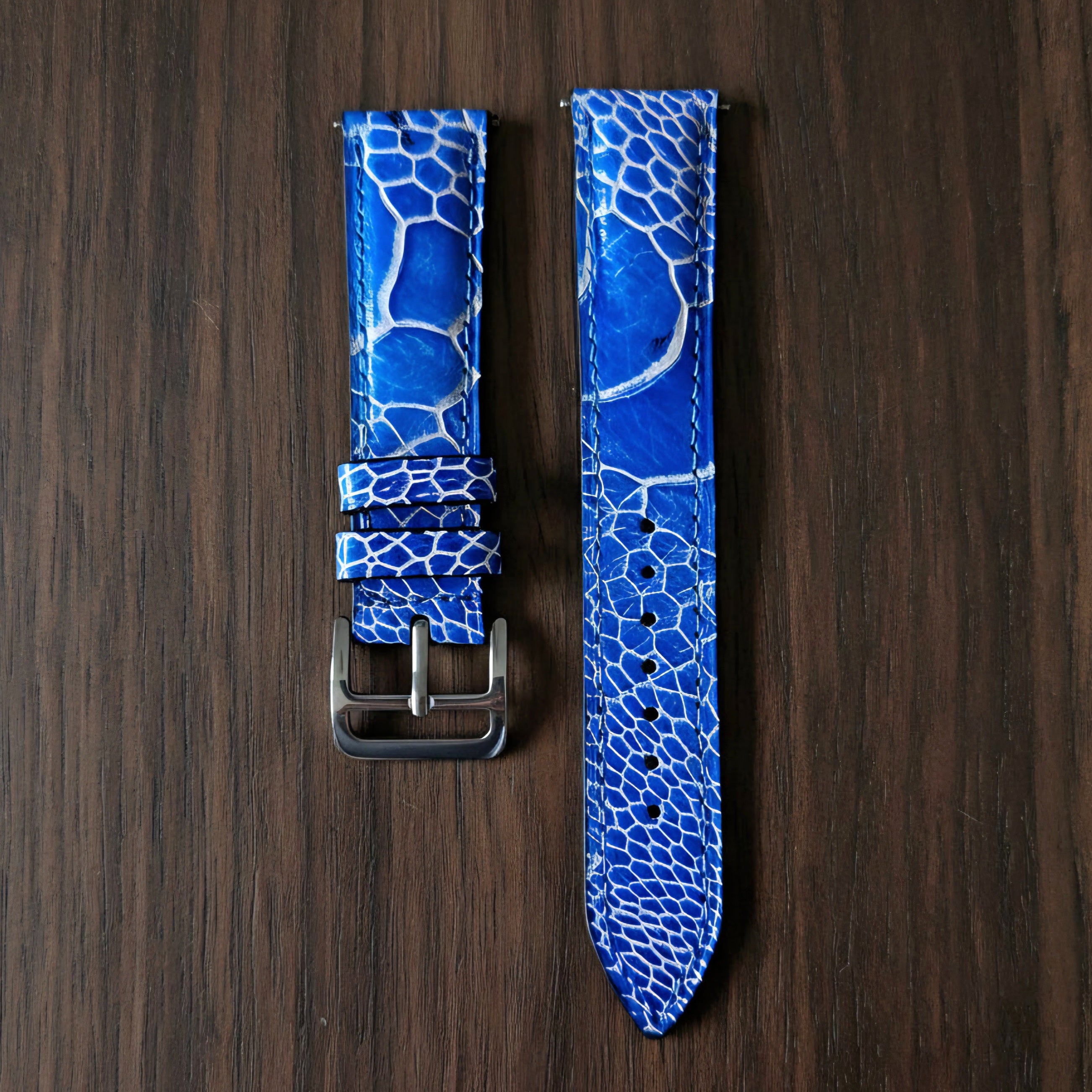 Ostrich Leather Strap - Blue