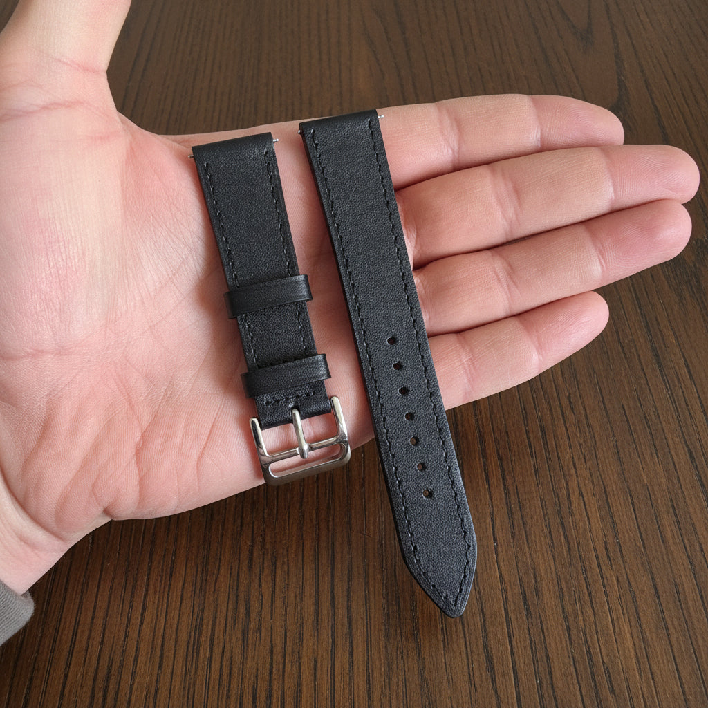 Napa Leather Watch Strap Slim - Black