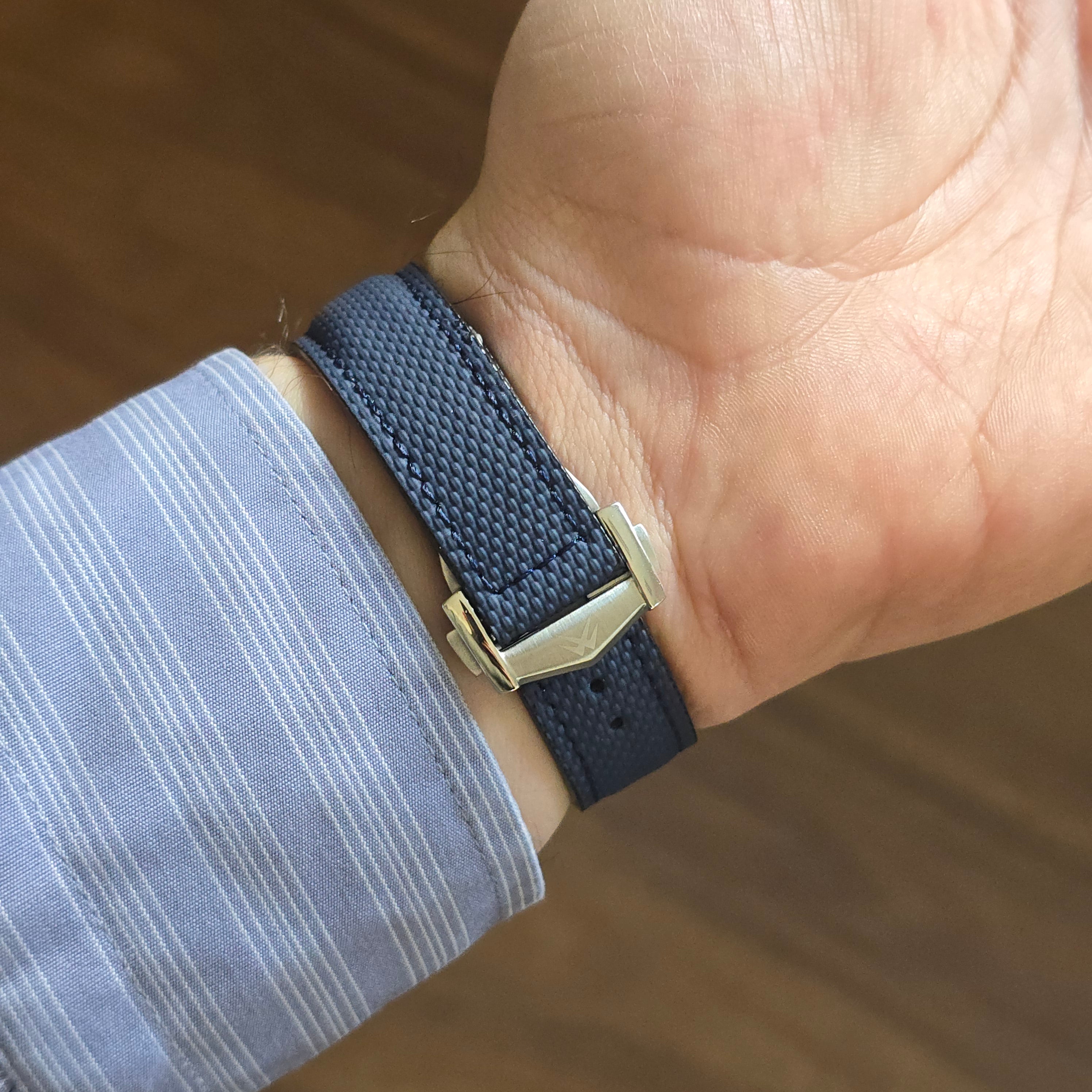 Sailcloth FKM Rubber Strap with Deployment Clasp - D. Blue