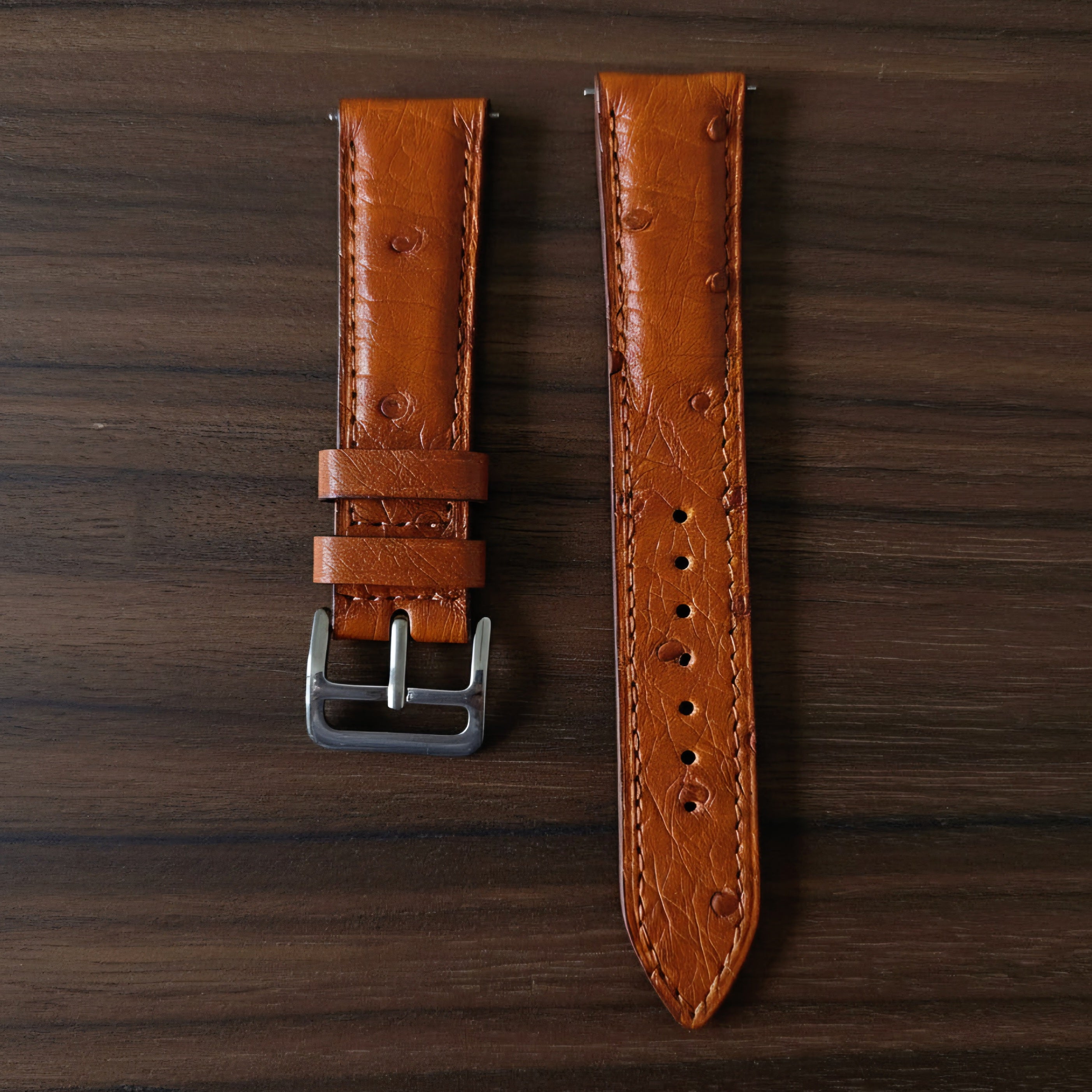 Ostrich Leather Strap - Tan