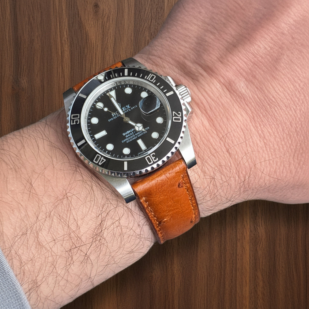 Ostrich Leather Strap - Tan