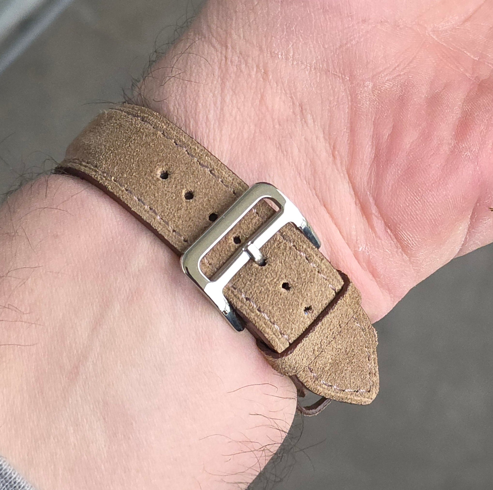 Suede Leather Strap - Grey