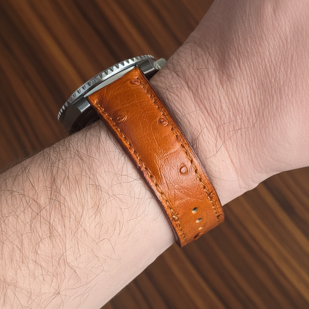 Ostrich Leather Strap - Tan