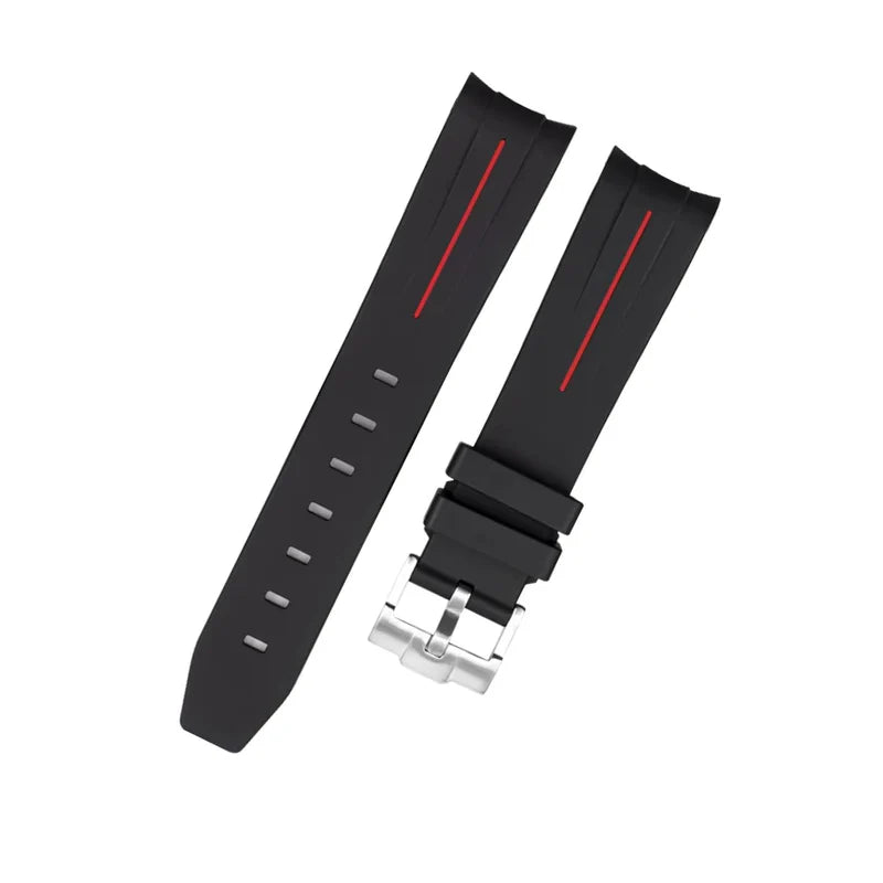 Moonswatch / Submariner / GMT Master II / Seamaster / Speedmaster / Planet Ocean 42 Compatible Rubber Watch Strap - Black White