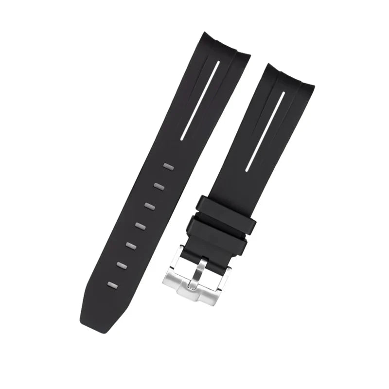 Moonswatch / Submariner / GMT Master II / Seamaster / Speedmaster / Planet Ocean 42 Compatible Rubber Watch Strap - Black White