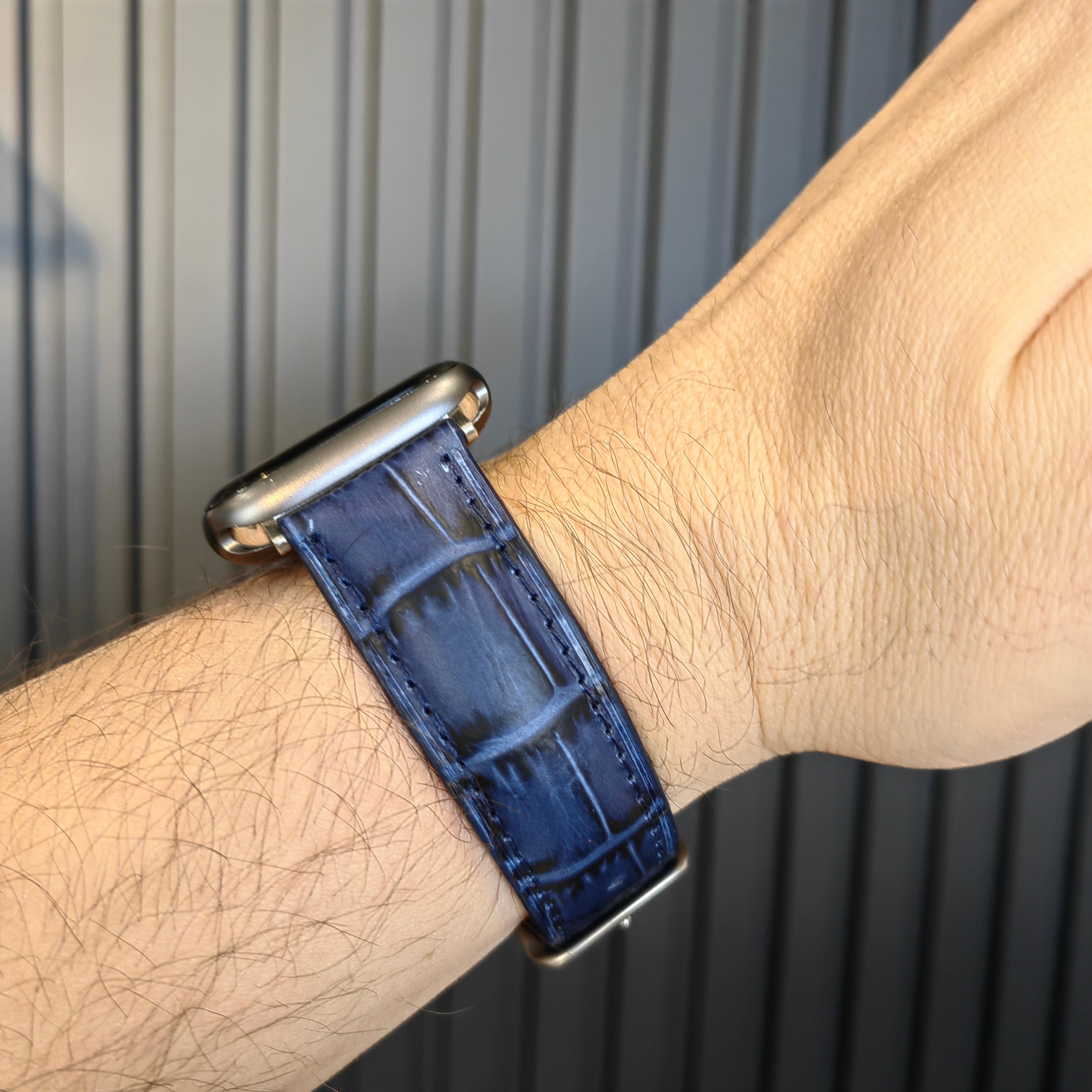 Apple Watch Compatible Leather Strap - D. Blue