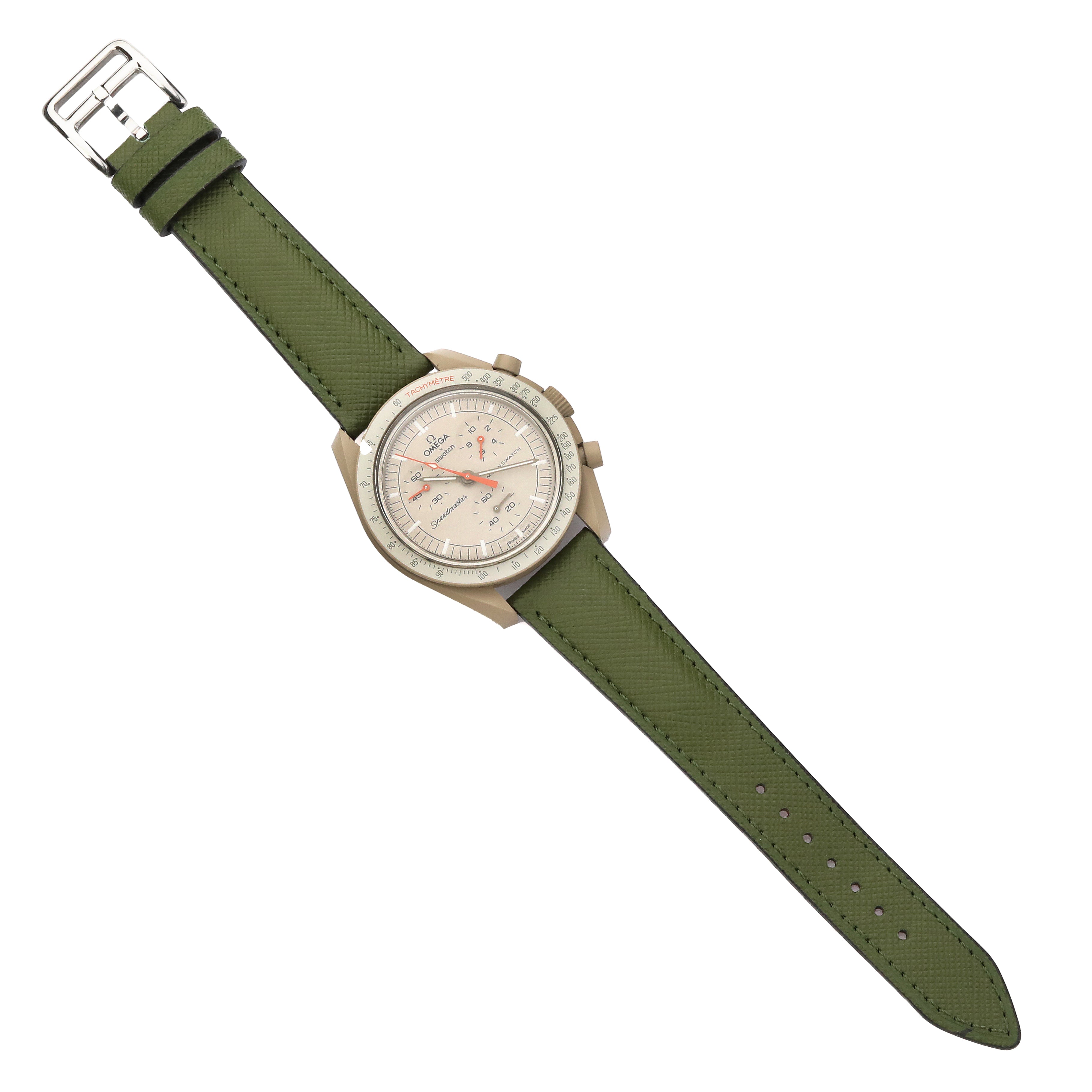 Saffiano Emboosed Leather Watch Strap -Green