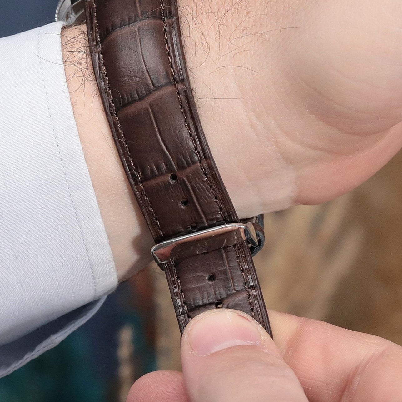 Apple Watch Compatible Leather Strap - Brown