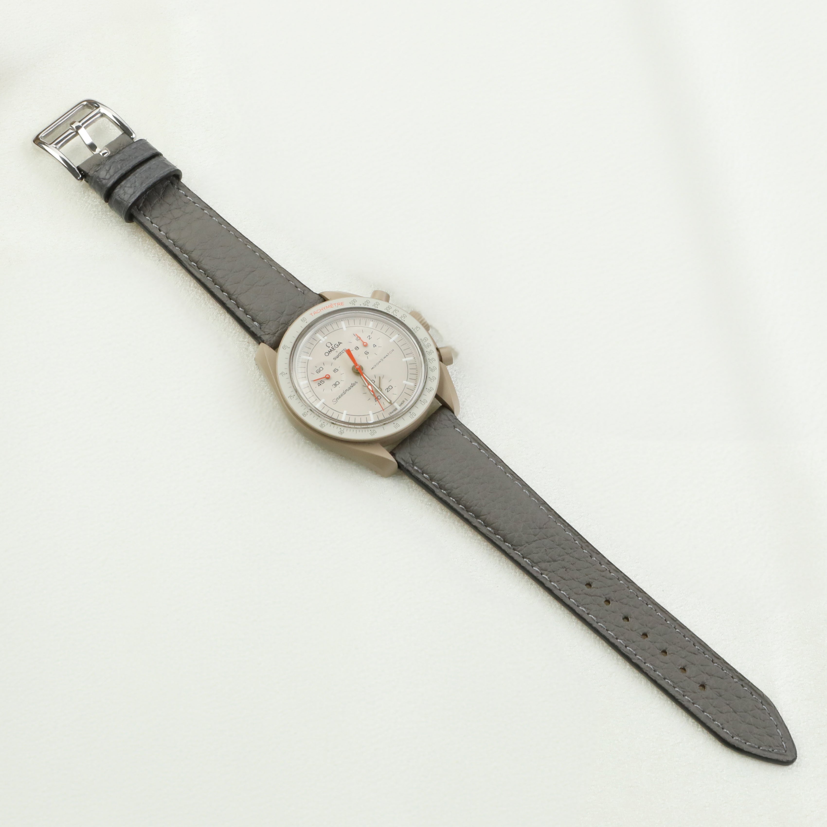 Embossed Leather Strap - Grey