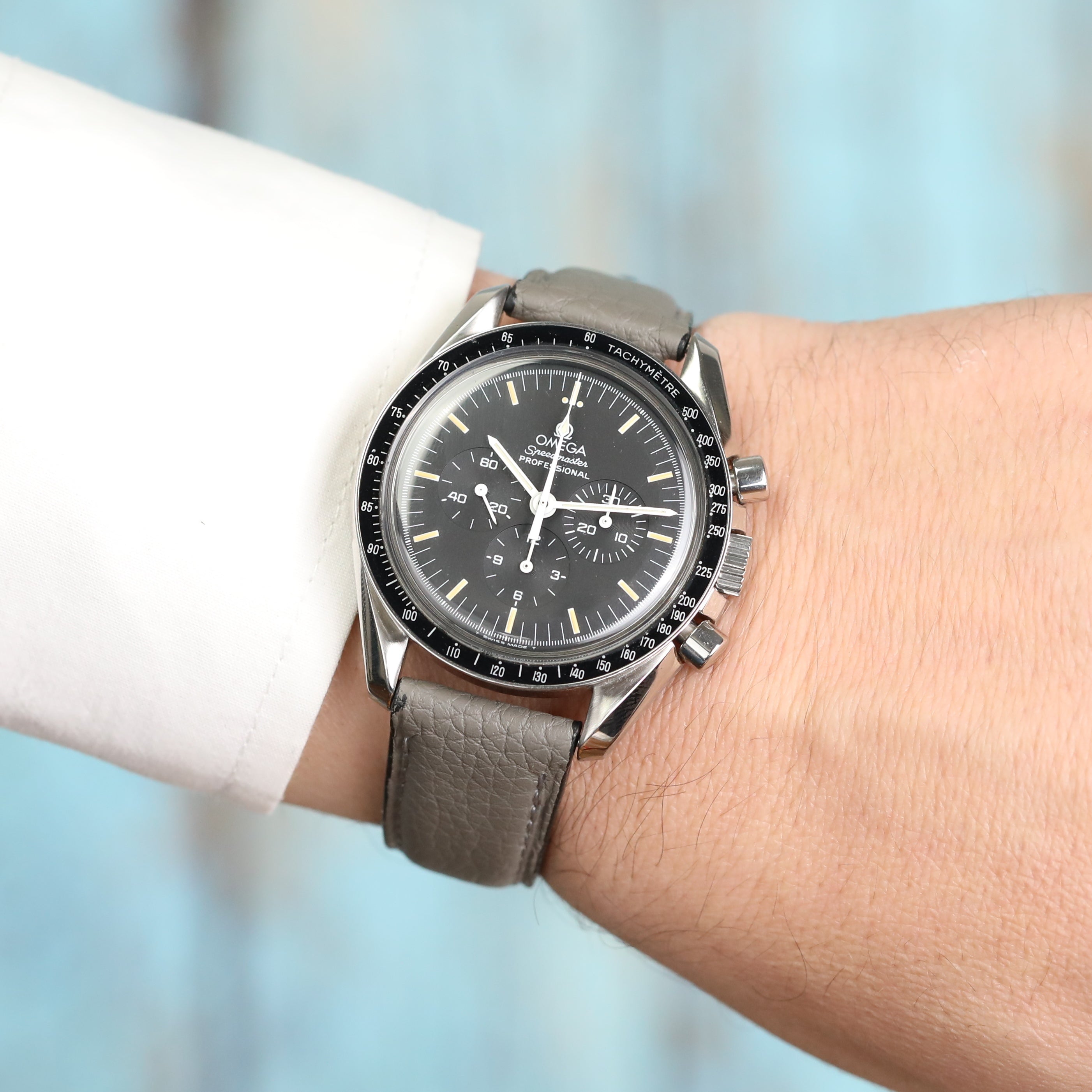 Embossed Leather Strap - Grey