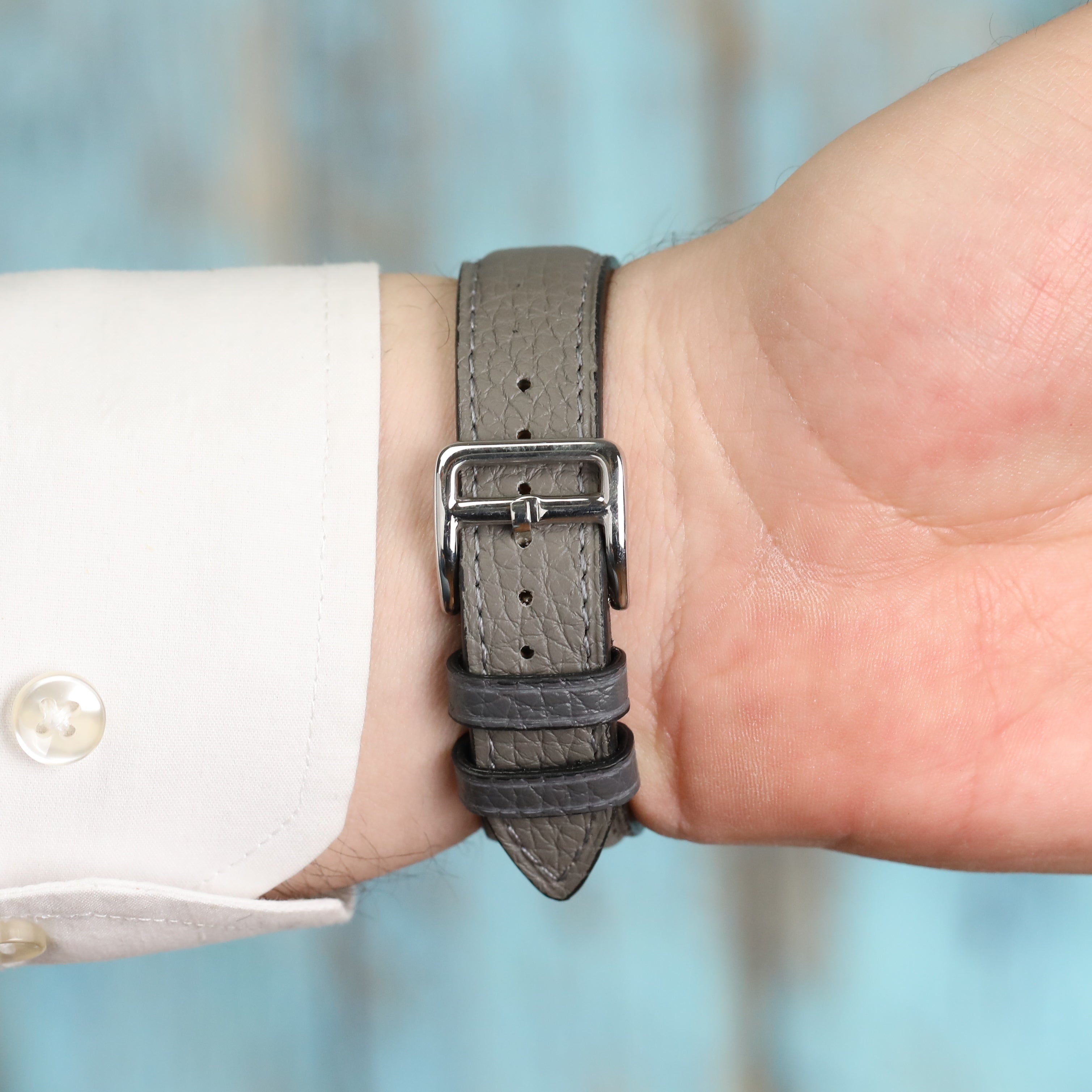 Embossed Leather Strap - Grey