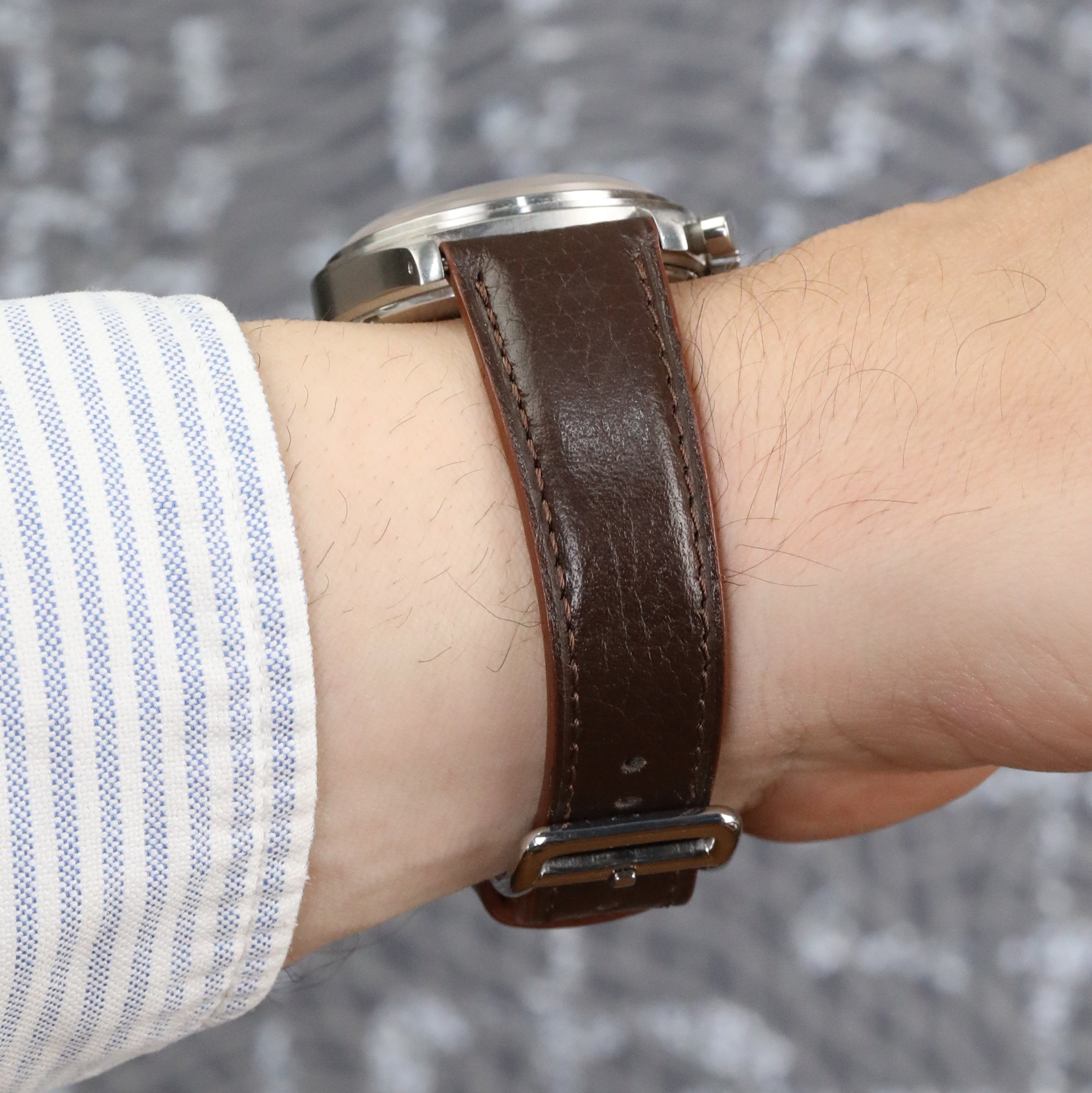 Embossed Leather Strap - Brown