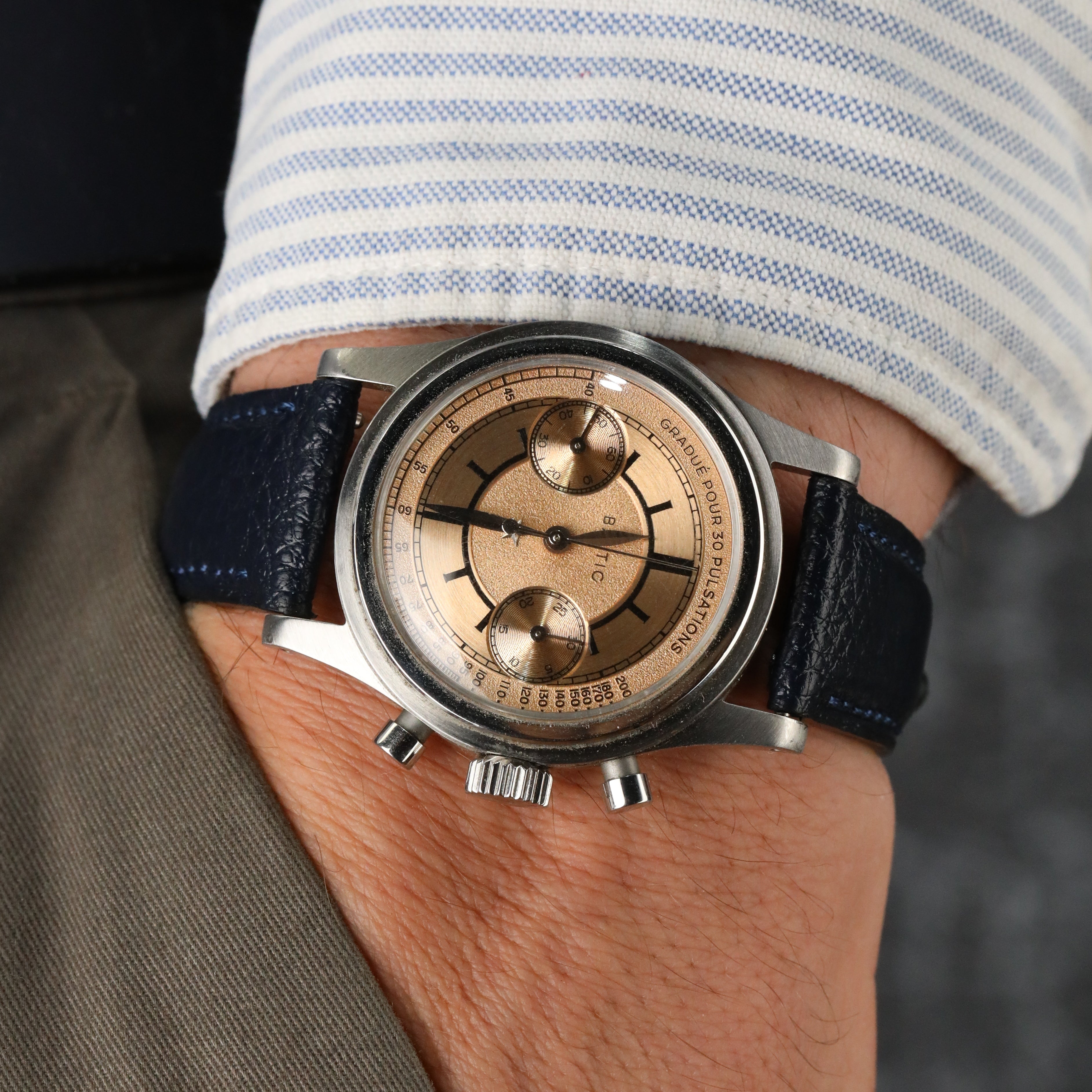 Embossed Leather Strap - D. Blue