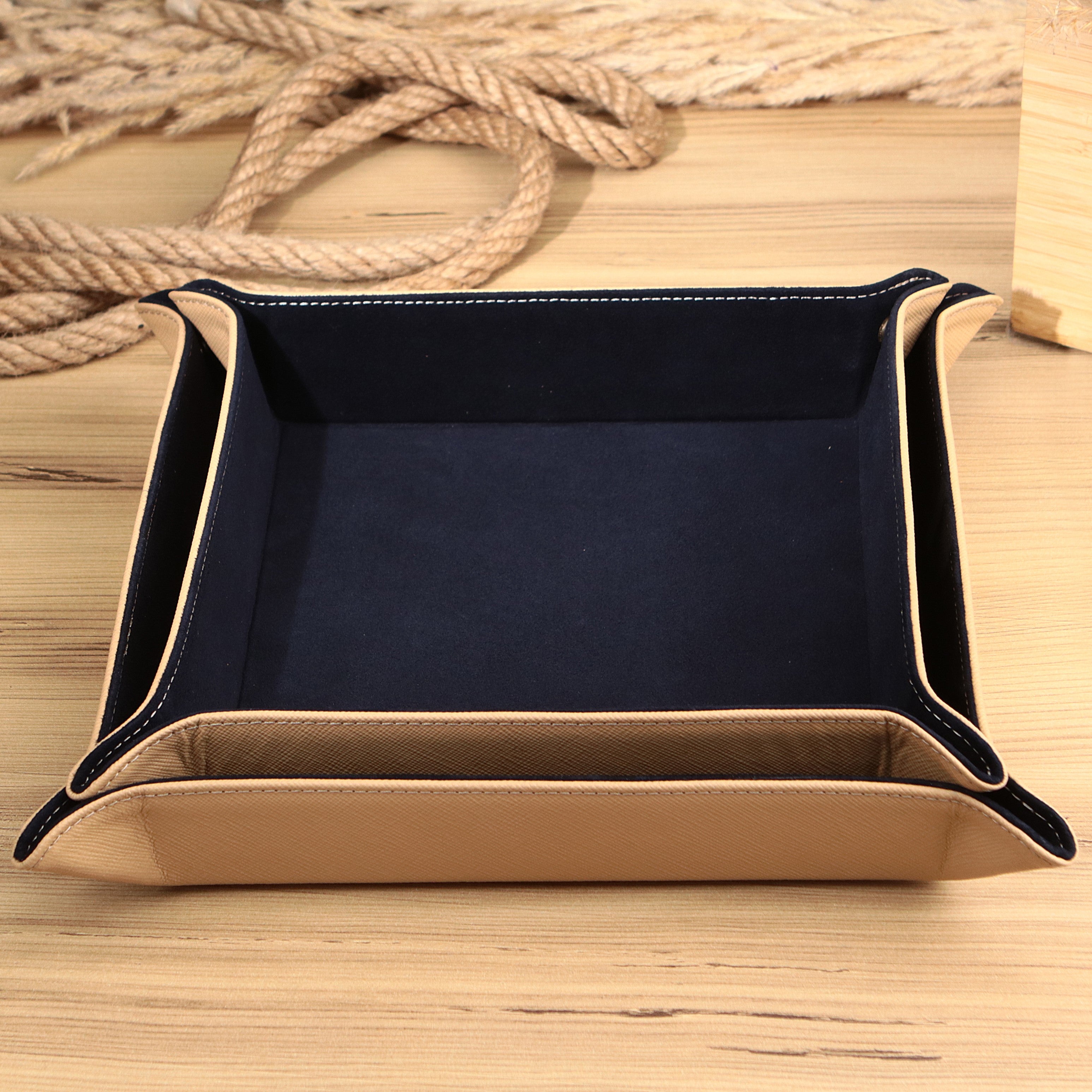 Octavia Leather Vallet Organizer - Beige - D. Blue
