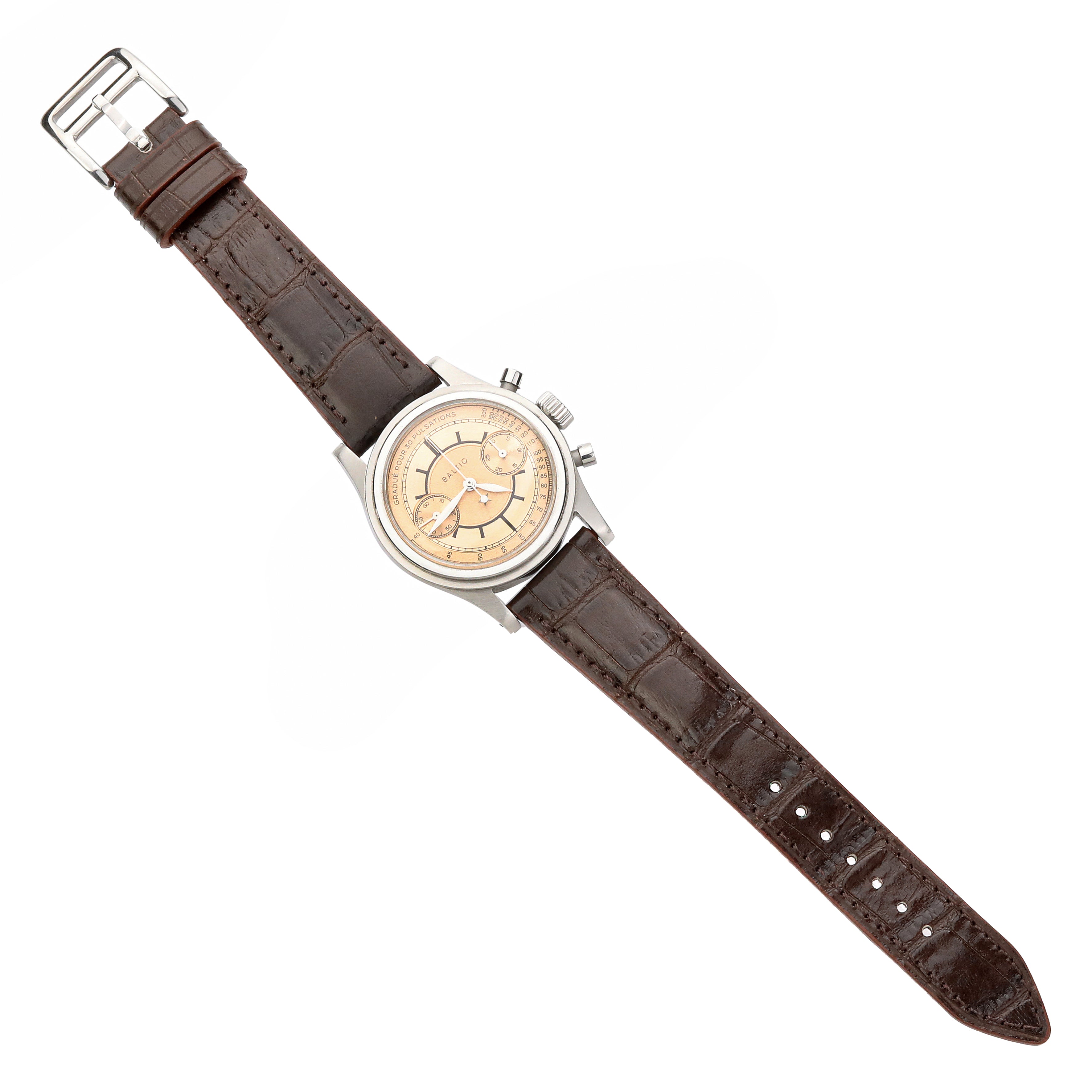 Croc. Embossed Leather Strap - Brown