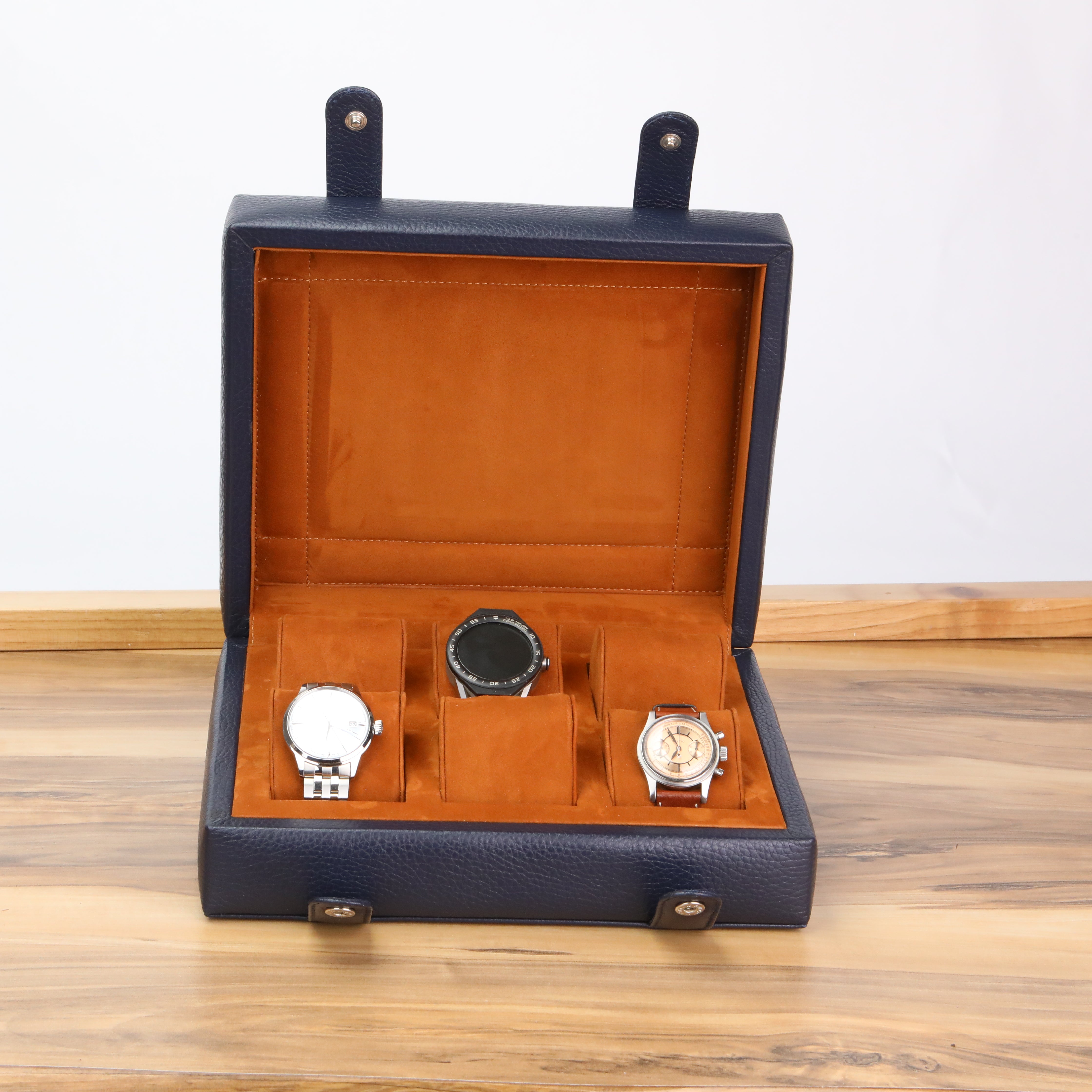 Leather Watch Box for 6 / D. Blue