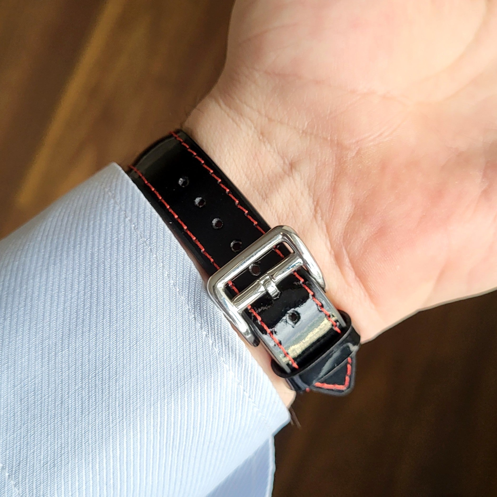 Patent Leather Strap - Black / Red