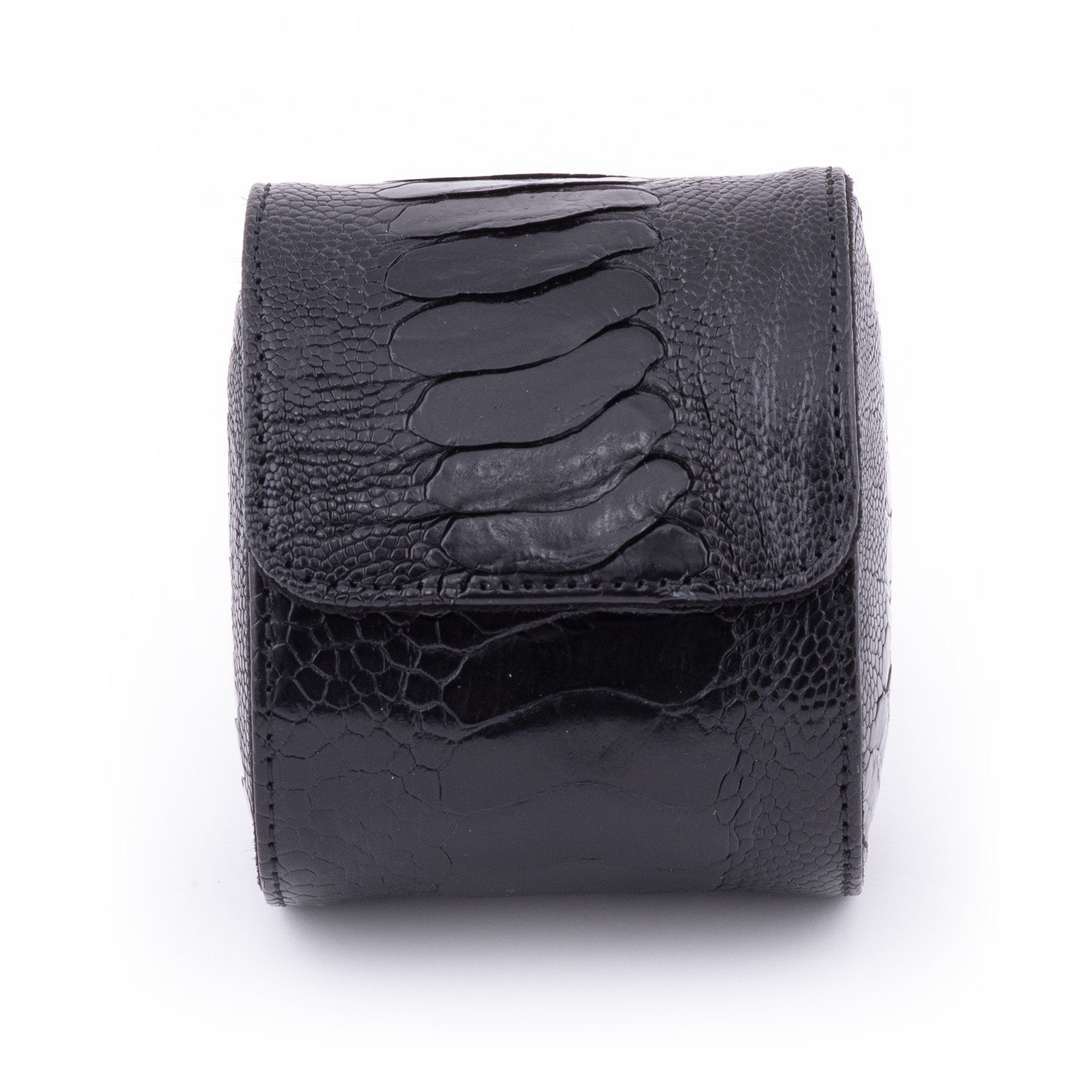 Toro Ostrich Leather Watch Roll for 1 - Black