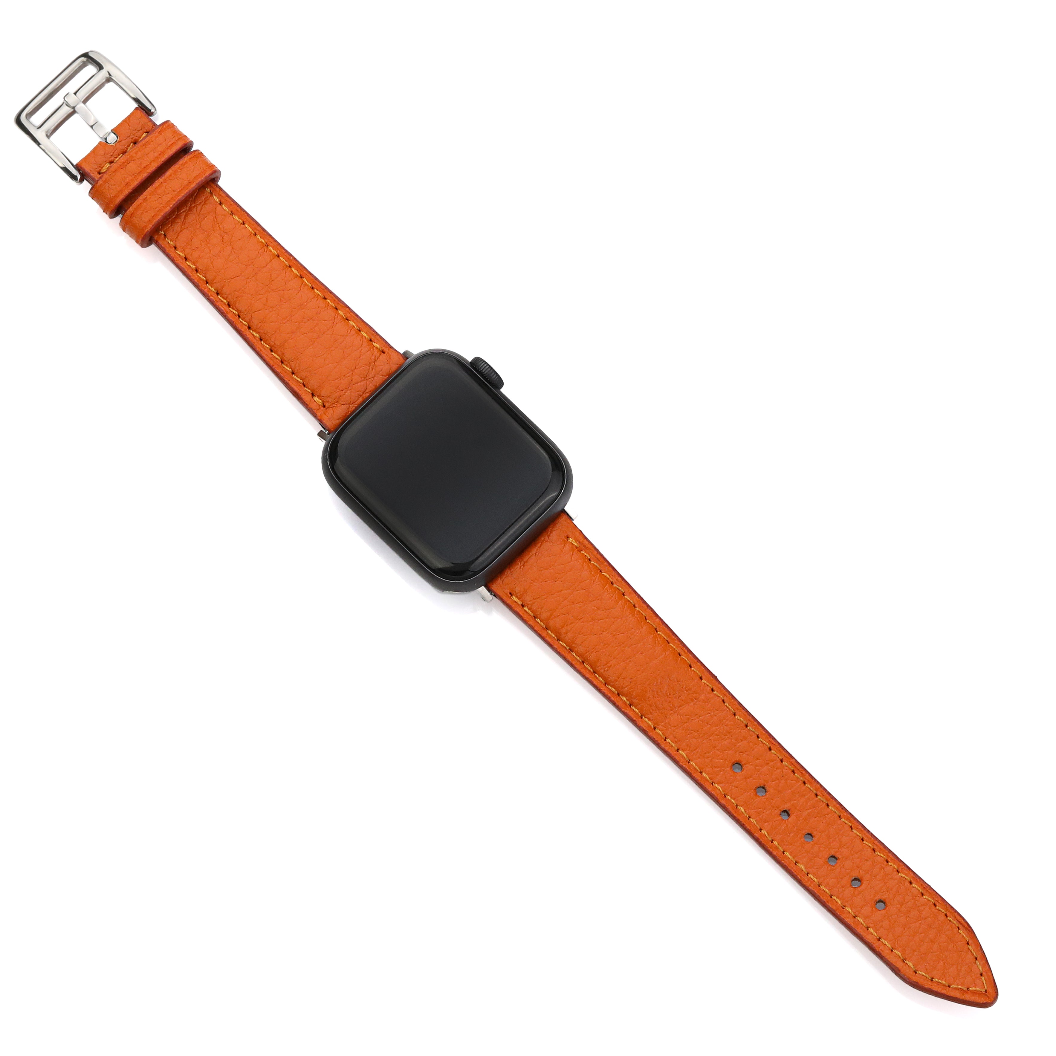 Apple Watch Compatible Leather Strap - Orange